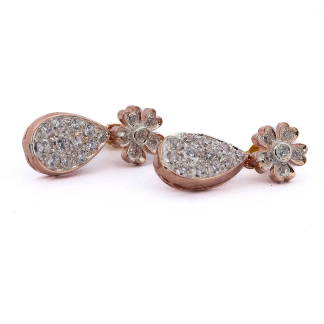 No reserve price - Earrings - 9 kt. Rose gold - 0.80ct. tw. Diamond (Natural)