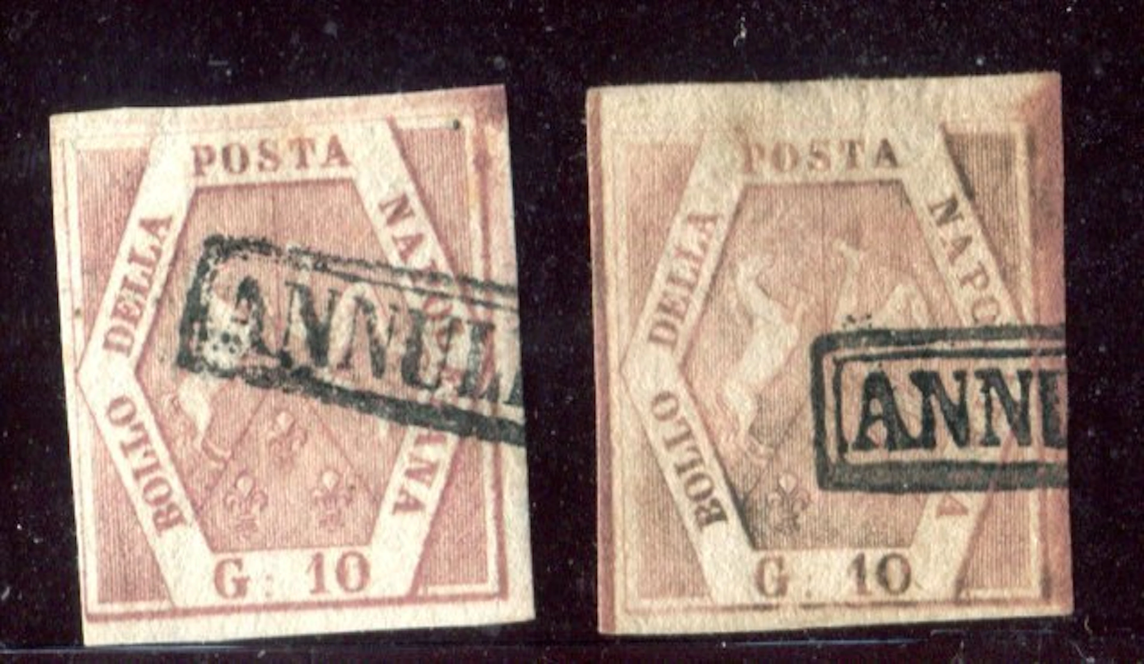 Italian Ancient States - Naples 1858 - Two specimens of...