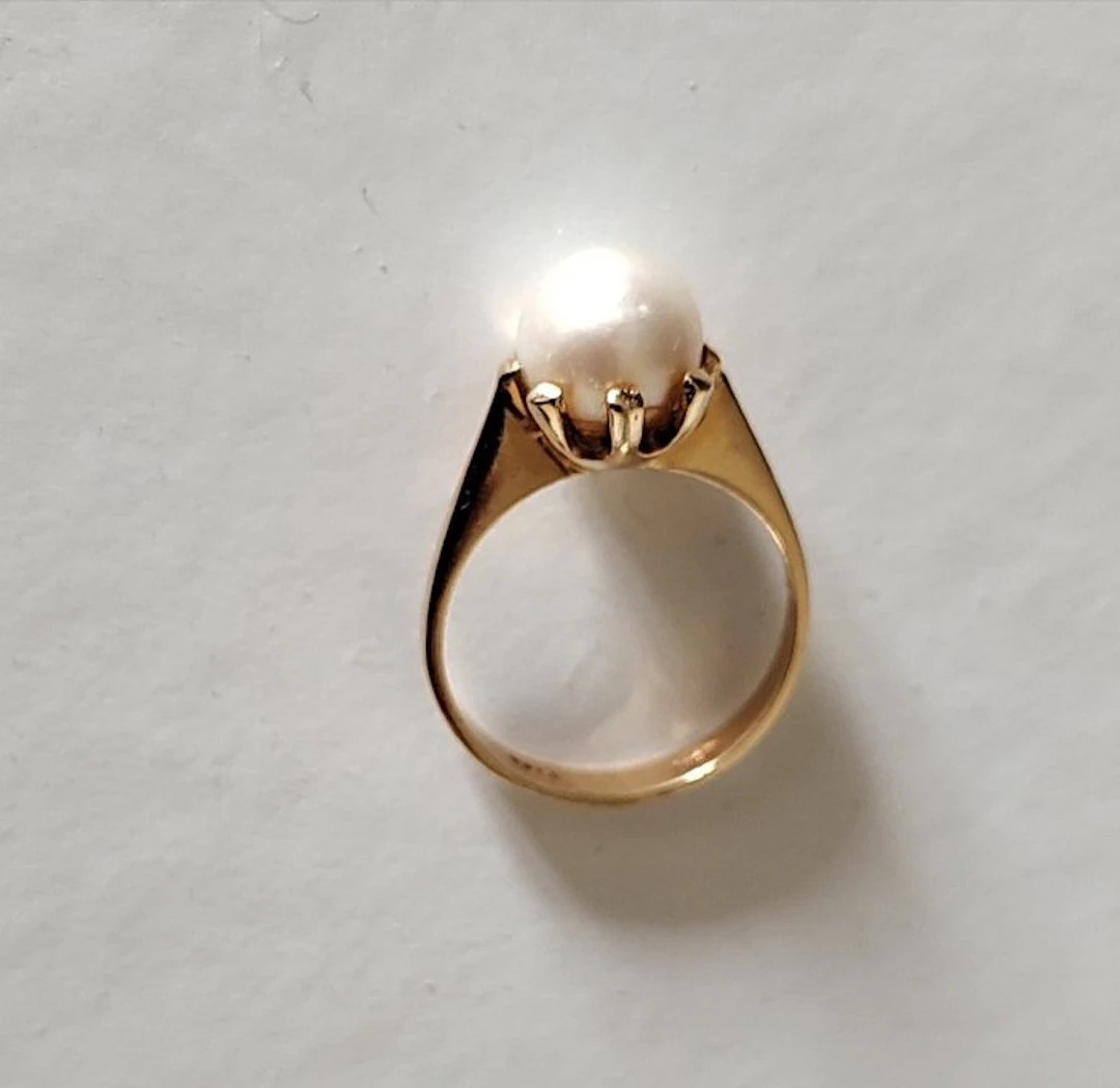 Ring - 18 kt. Yellow gold Pearl - Vintage - 1970s