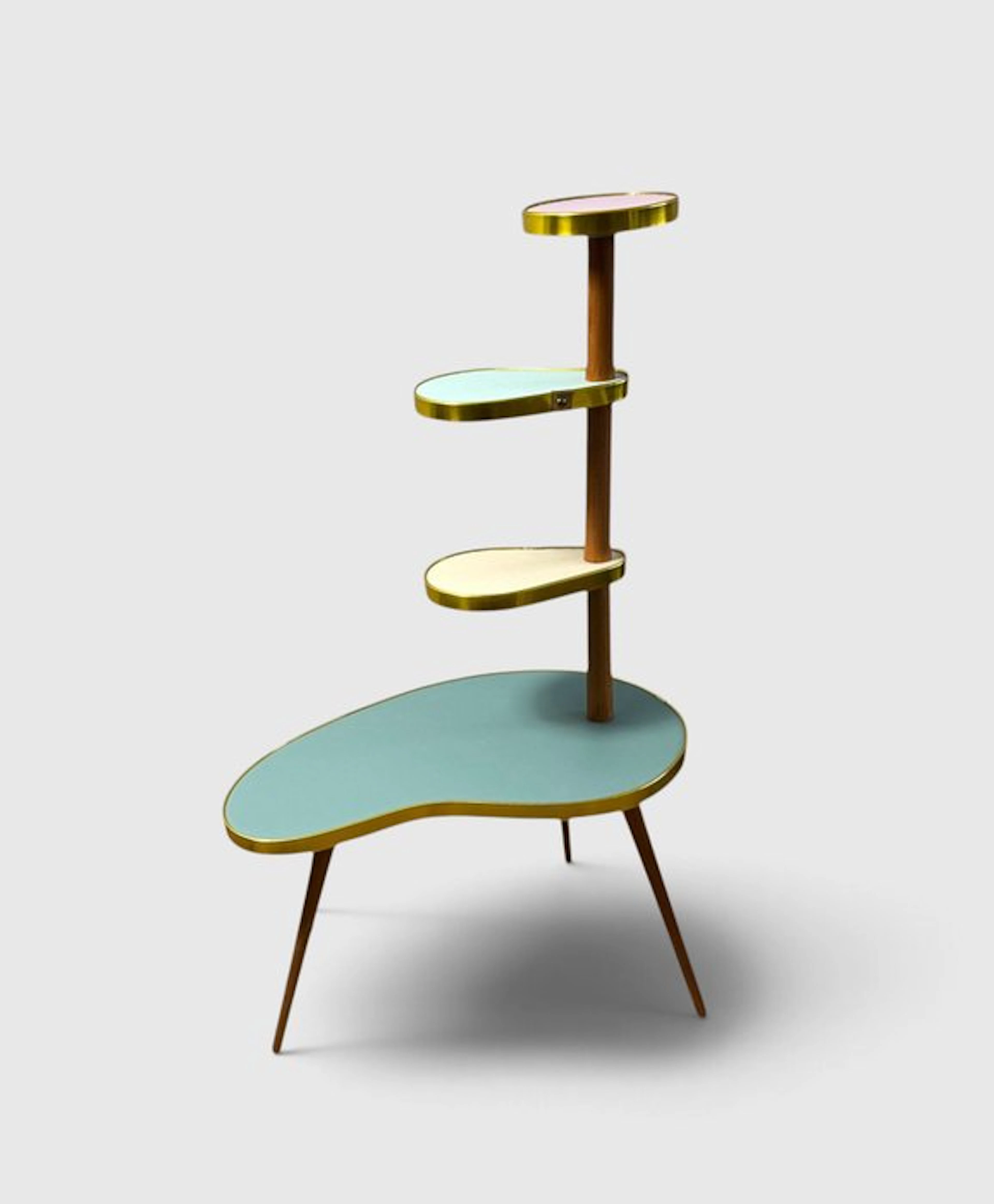 Side table - Wood, Brass, flower table