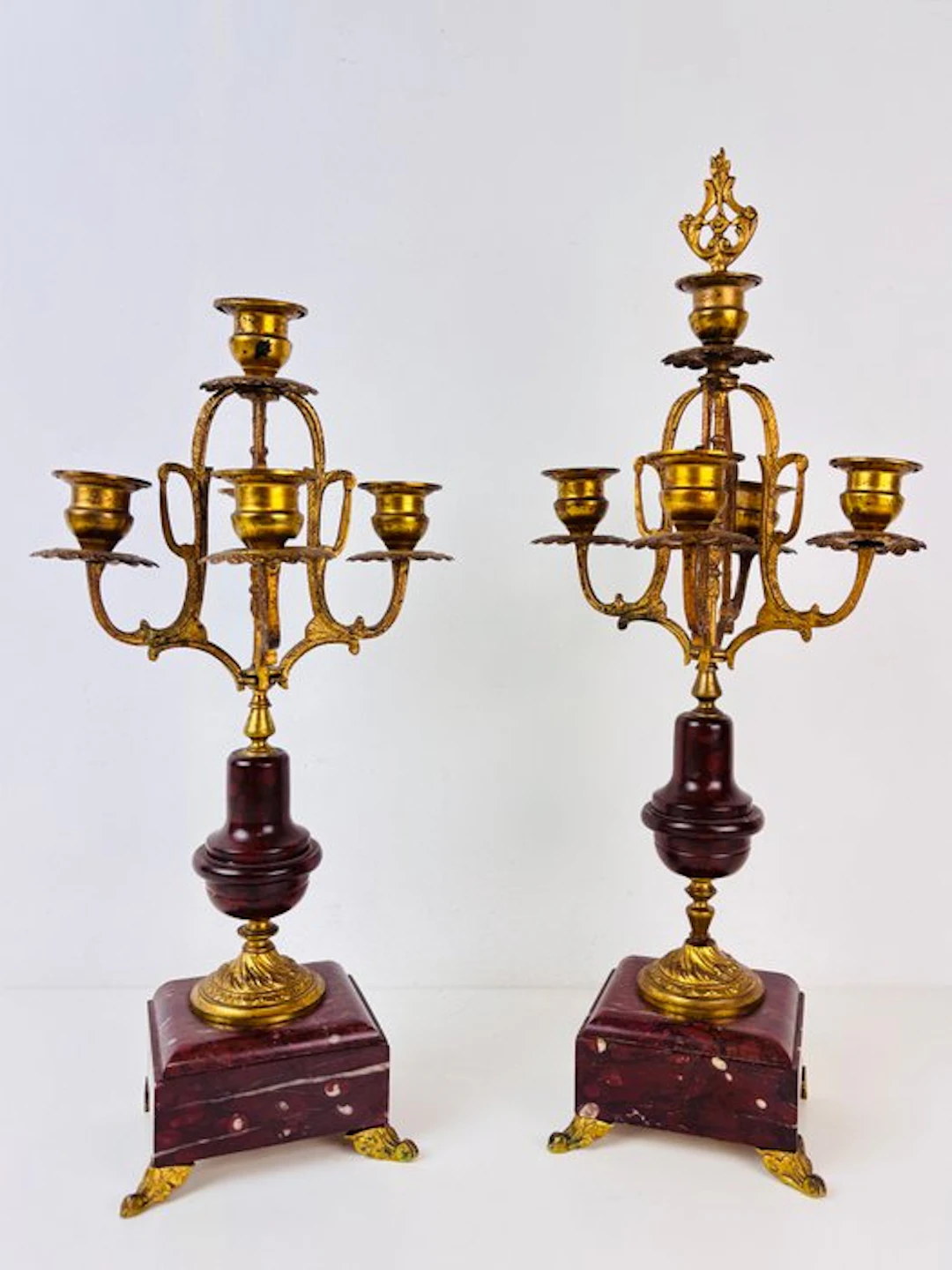 Candelabrum Pair of antique gilded bronze candelabra