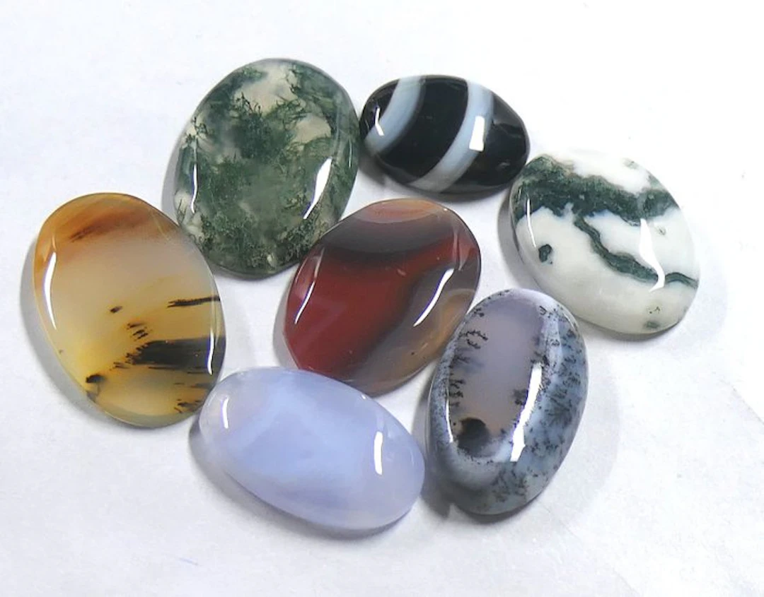 Set of Beautiful 100% Natural Agates Cabochon- 21.81 g - (7)