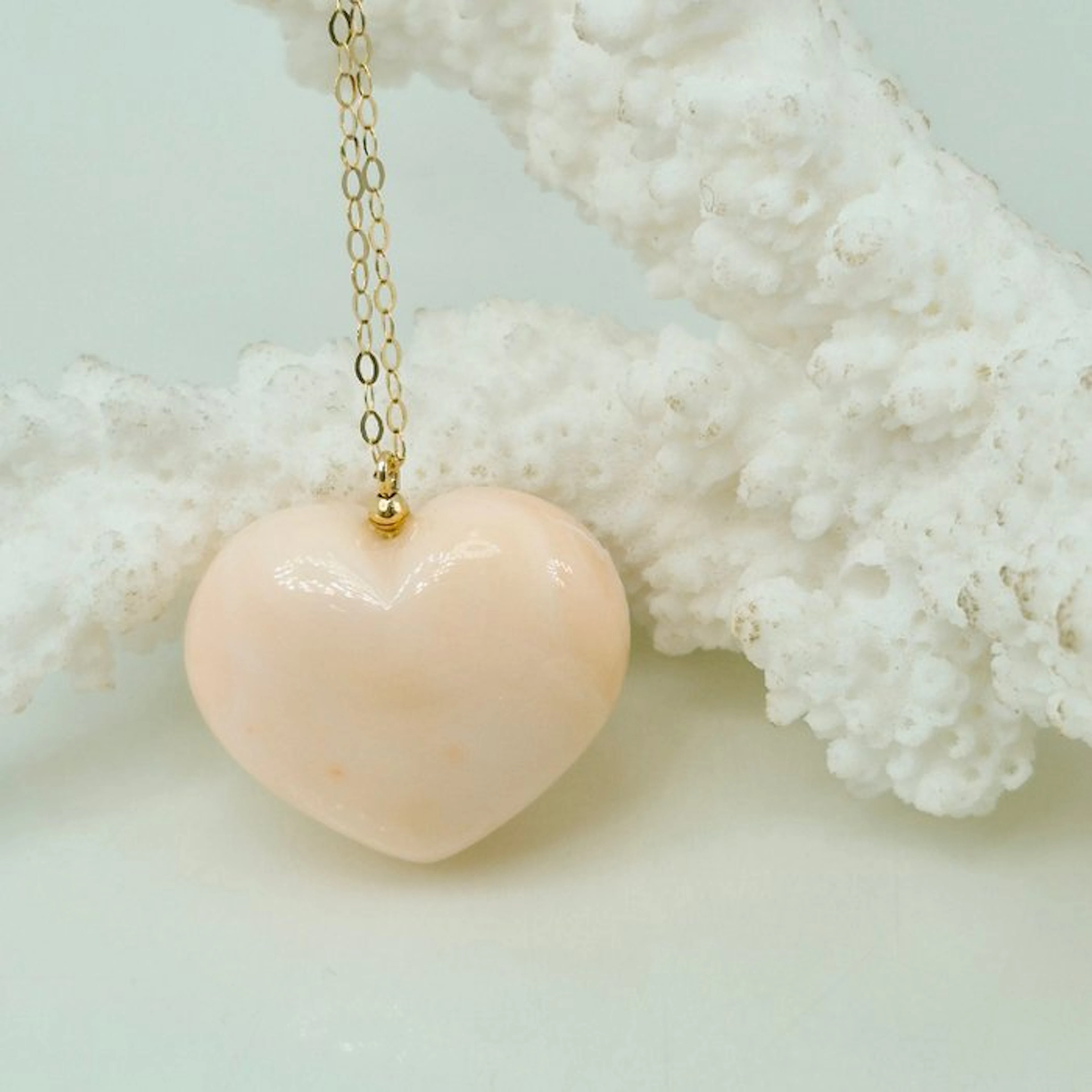Coral - 18 kt. - Yellow gold - Necklace with pendant - PINK CORAL