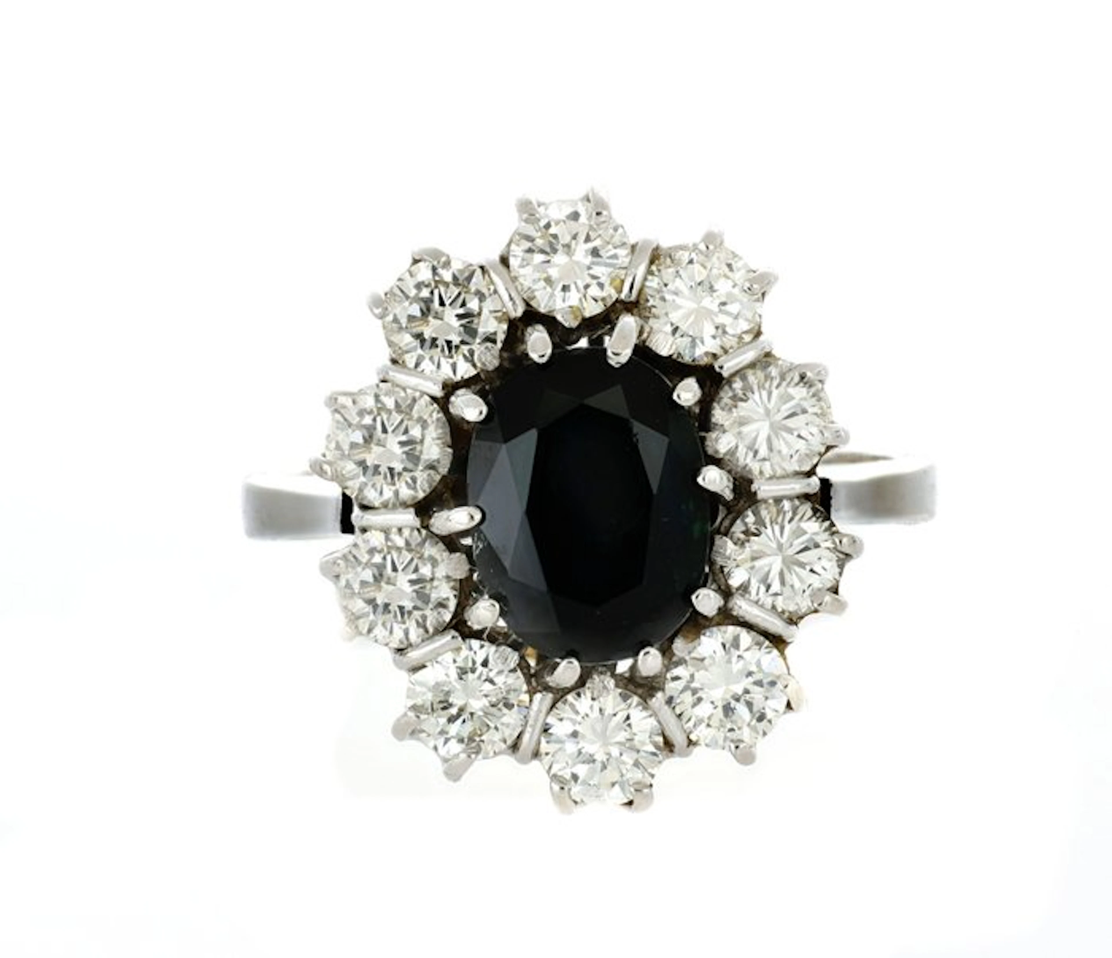 No reserve price - Ring - 18 kt. White gold - 2.50ct. tw. Sapphire - Diamond