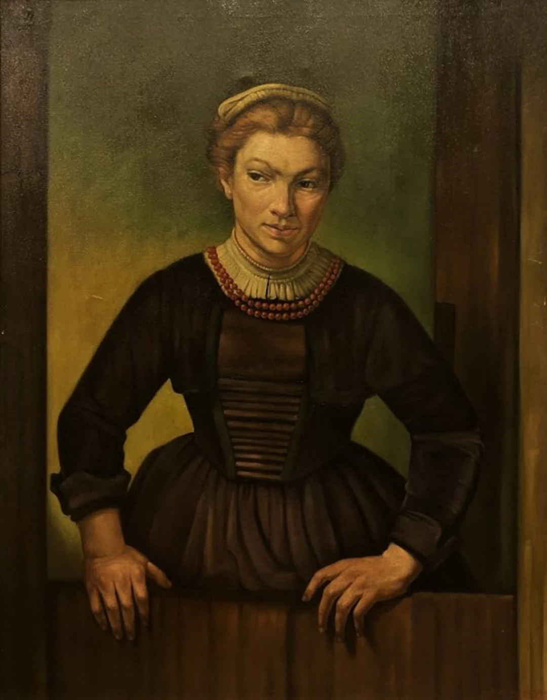 École Européene (XX) - Portrait d'une femme devant une...