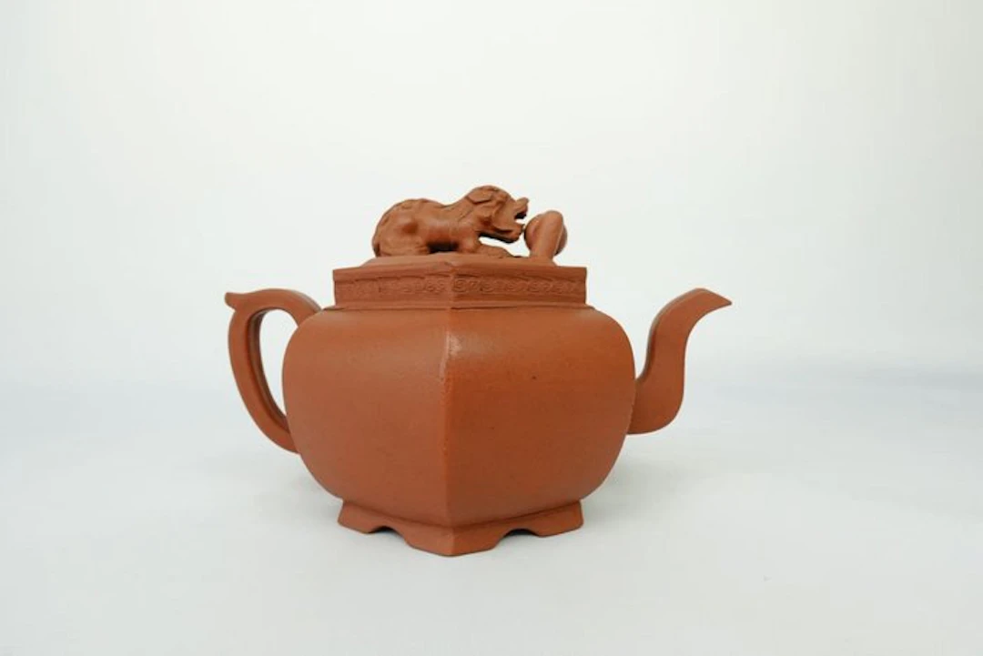 Yixing Zisha Teapot — Lion-Knob Hexagonal Form - Yixing...