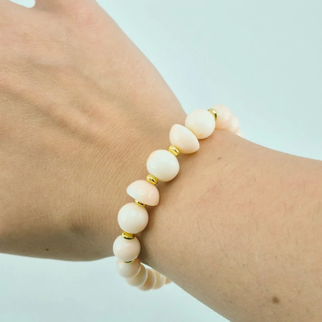Coral - Silver, Gold-plated - Bracelet - Pink Coral