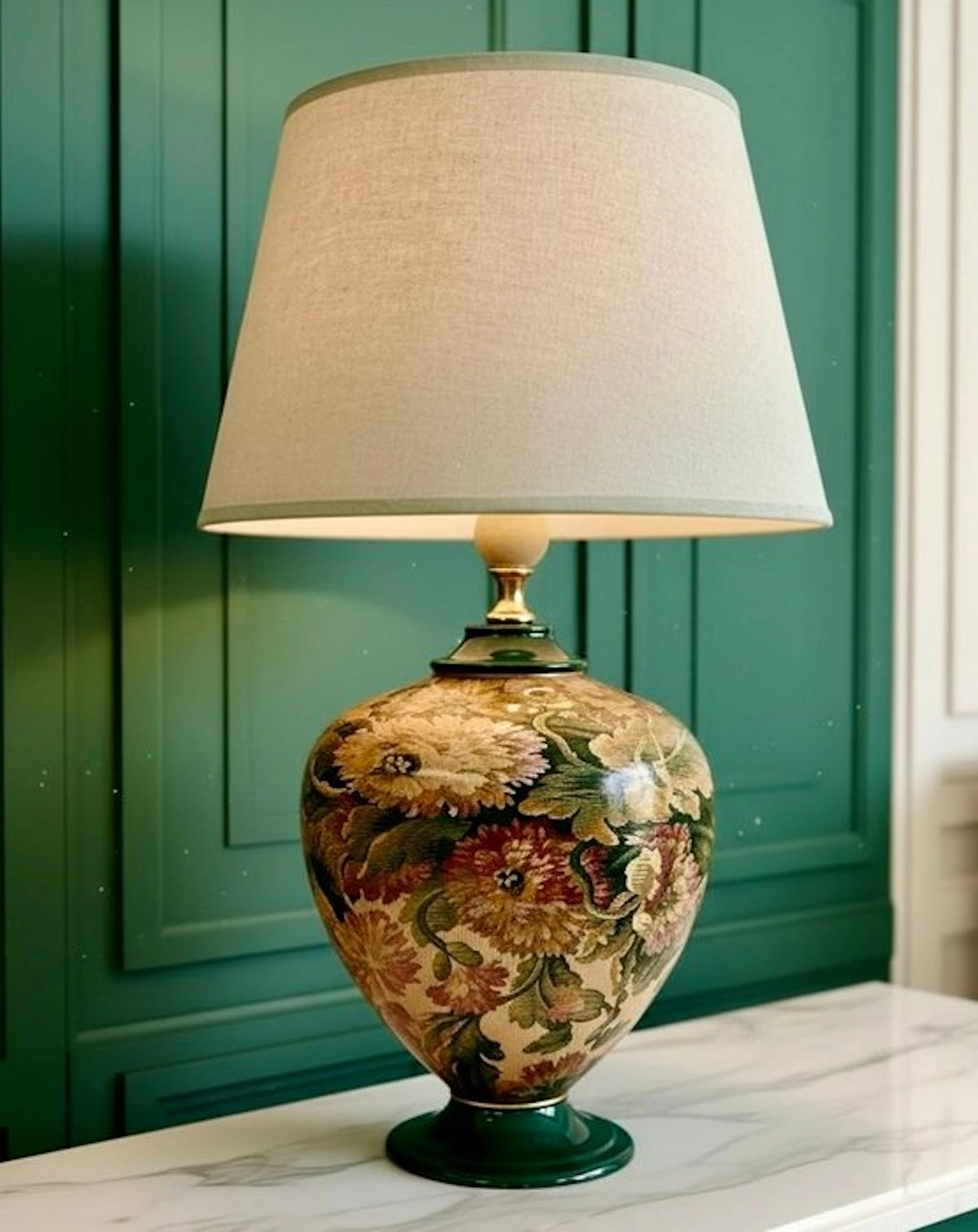 Olivier Corro - Table lamp - Chic Paris tapestry - Ceramic, Textile