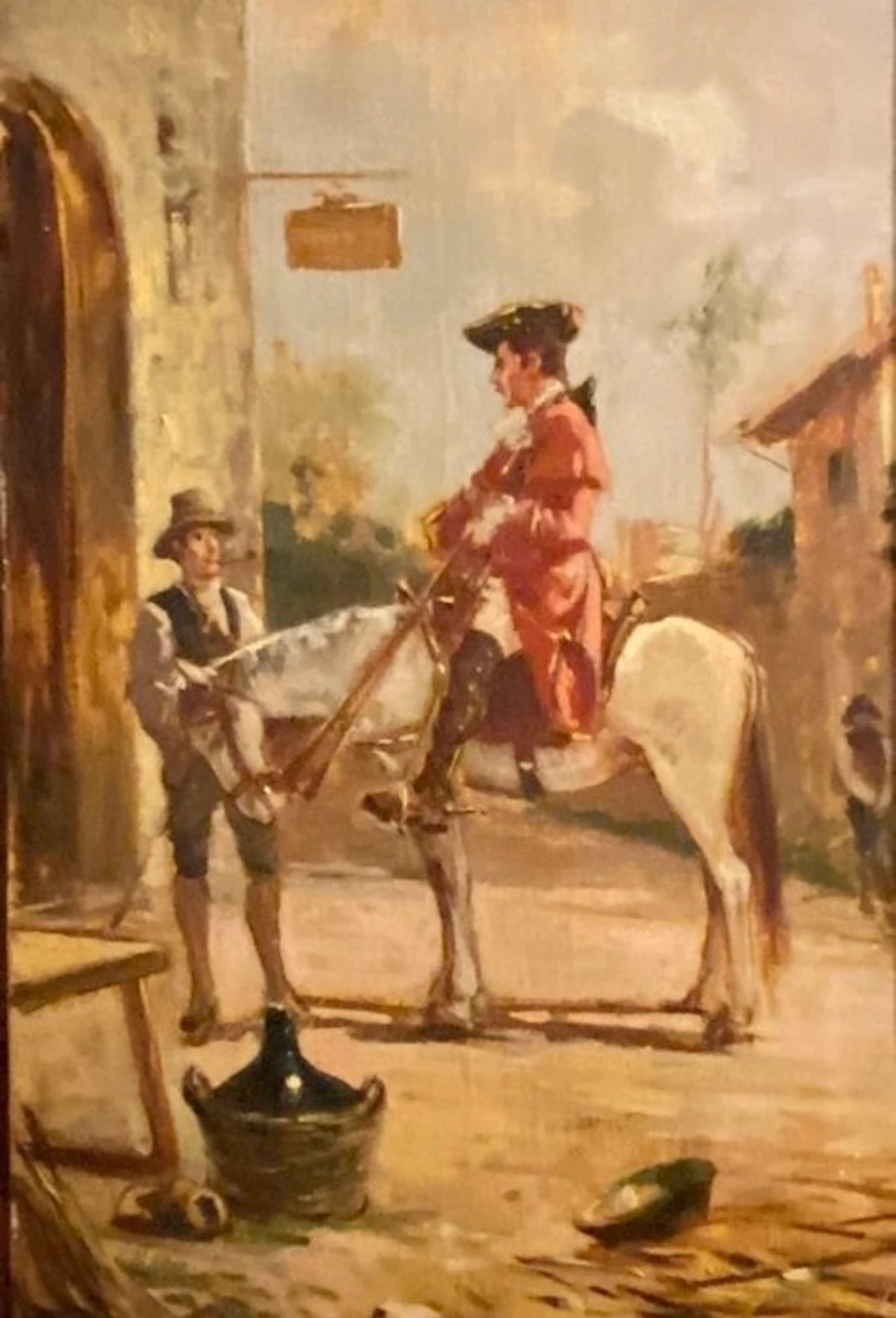 Italian school (XIX) - Sosta di un cavaliere
