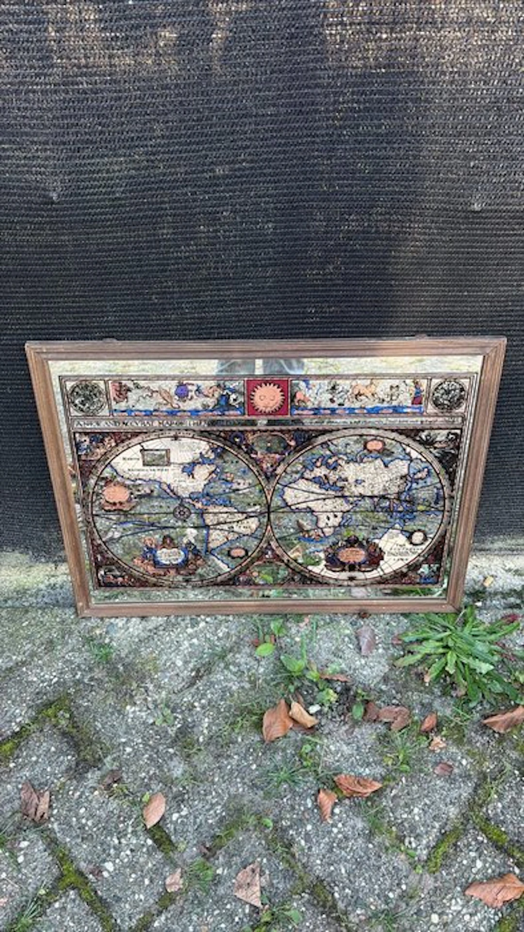 Antique world map – decorative mirror / wall decoration –...