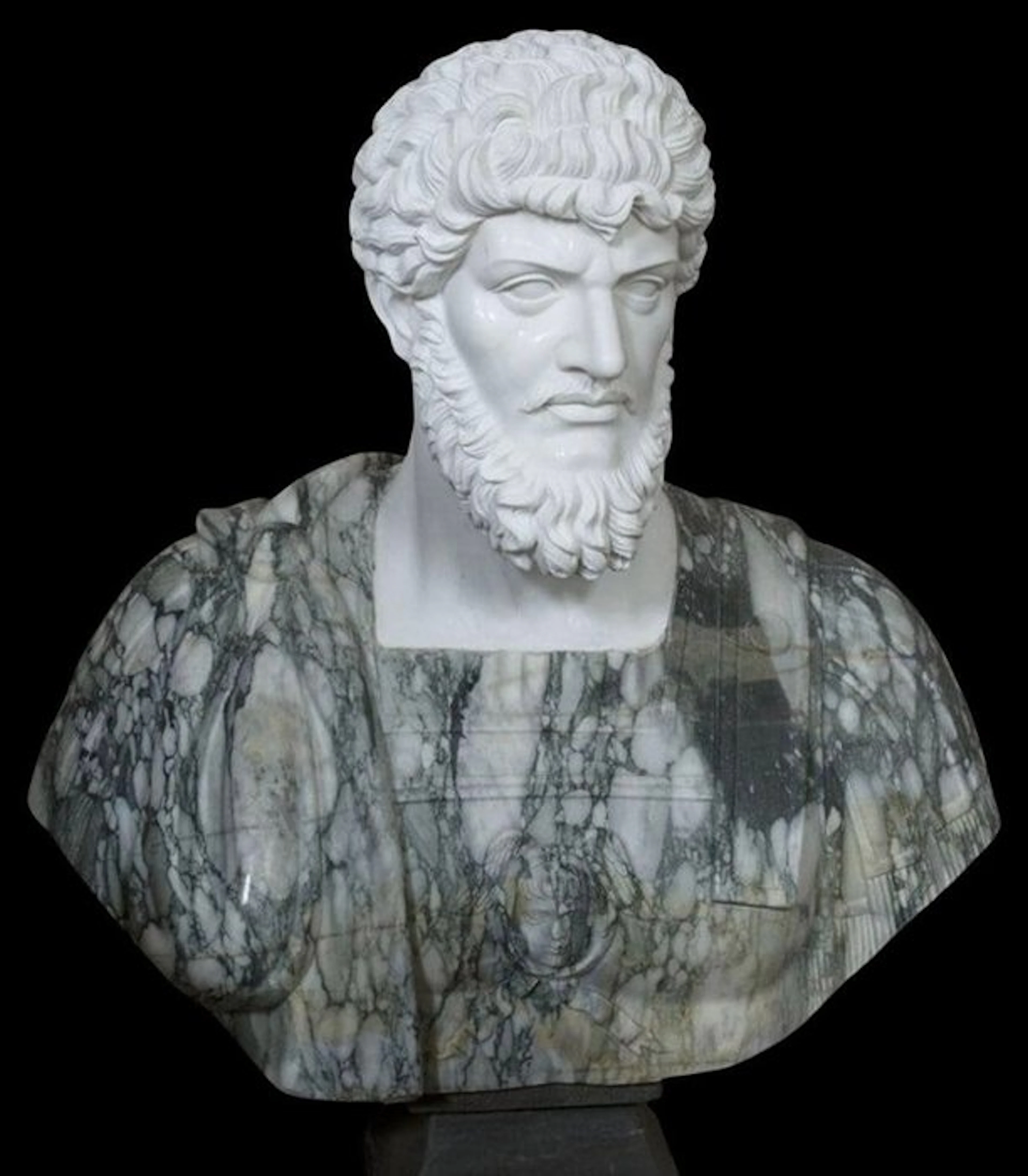 Polychrome marble sculpture of Lucius Verus Sculpture - 92 cm