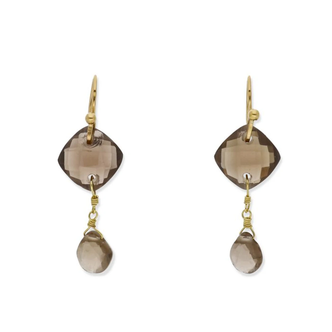 Earrings - 18 kt. Yellow gold Quartz - Quartz