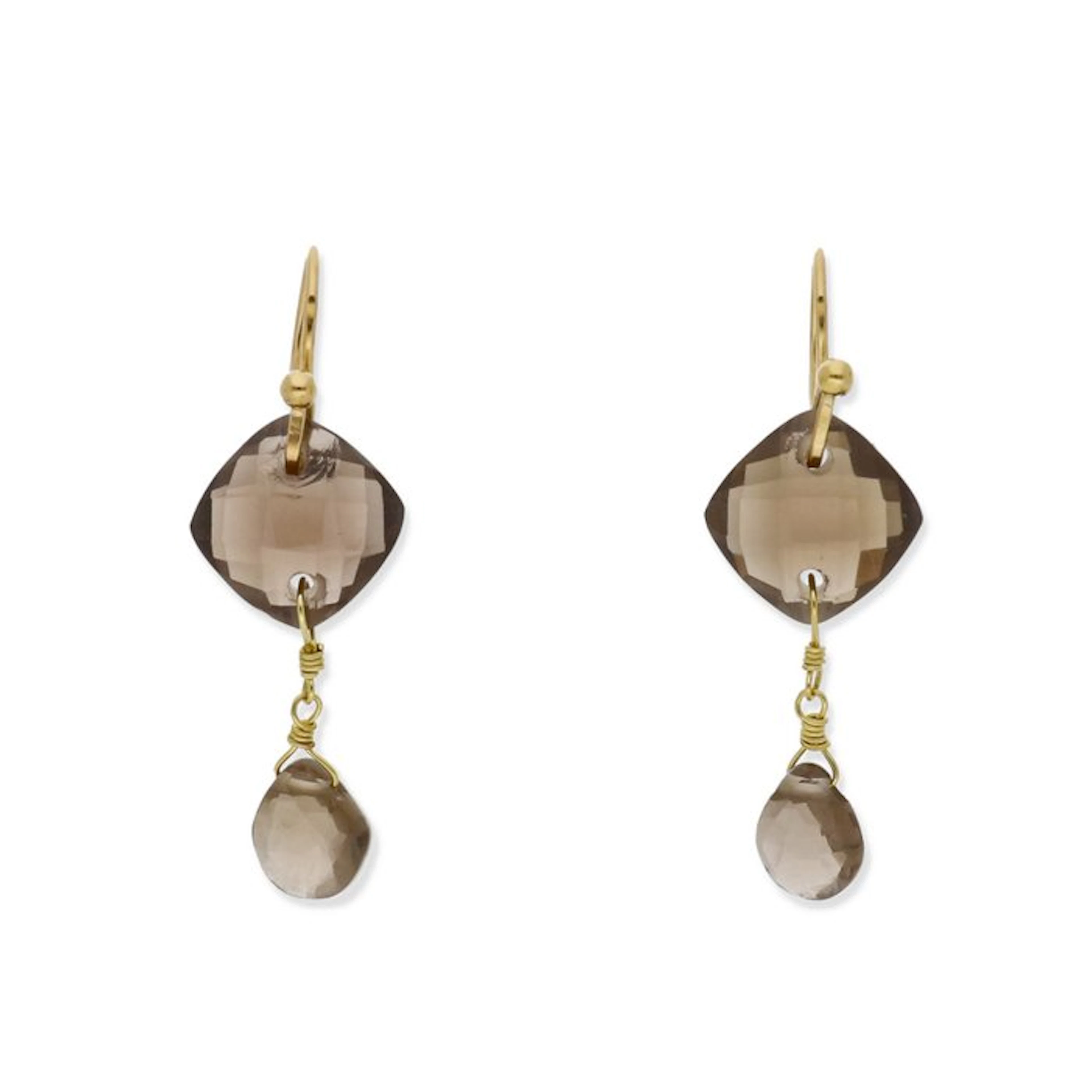 Earrings - 18 kt. Yellow gold Quartz - Quartz