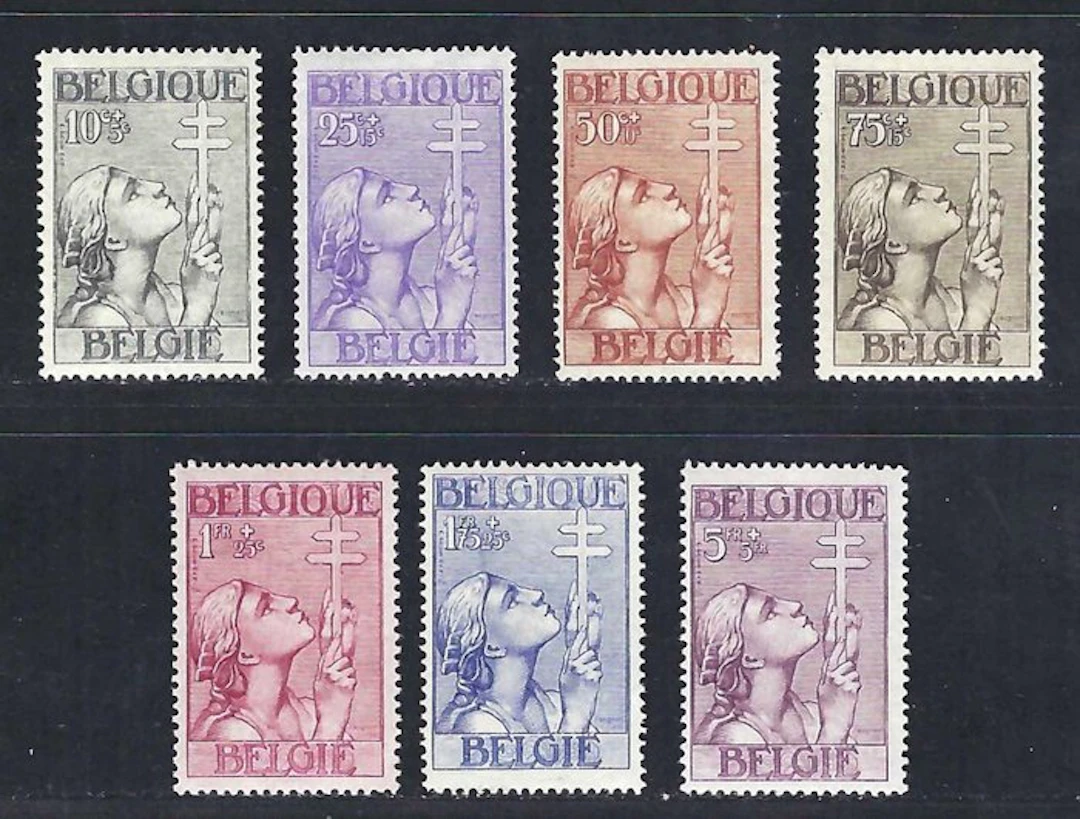 Belgium 1933 - the series "Cross of Lorraine" - OBP/COB 377/83