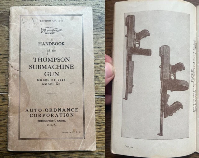Rare US WW2 Thompson M1928A1 FACTORY!! Maintenance Manual...