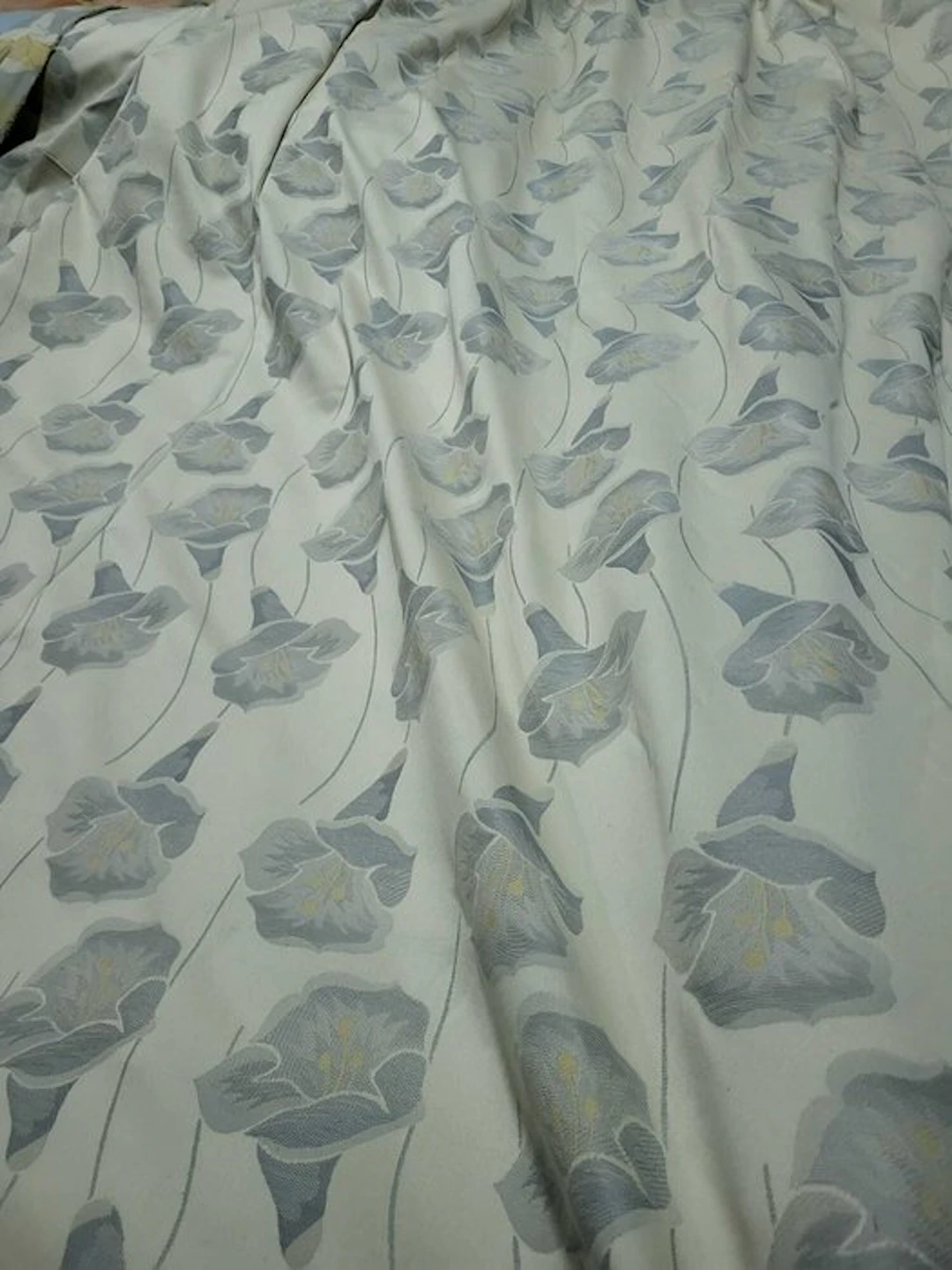 Magnificent damask fabric with lilies in Powder Blue