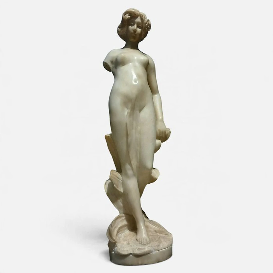 Sculpture, Staande Nymf - Art Nouveau sculptuur - H. 72 cm - 72 cm - Alabaster
