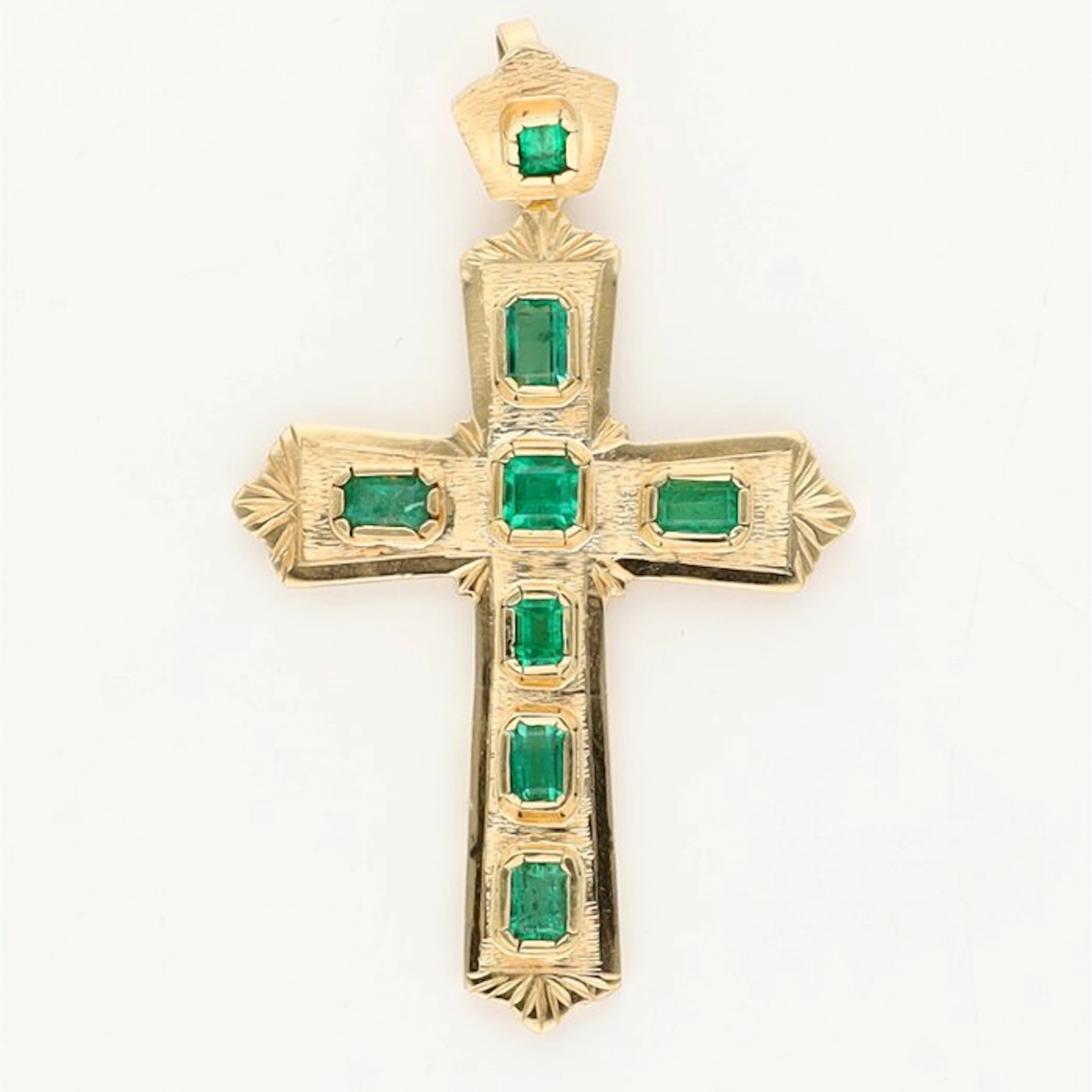 Pendant - 18 kt. Yellow gold Emerald