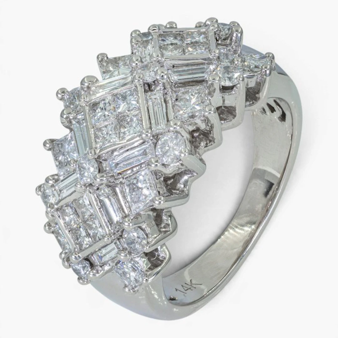 No reserve price - Ring - 14 kt. White gold, IGI - 2.00ct. tw. Diamond