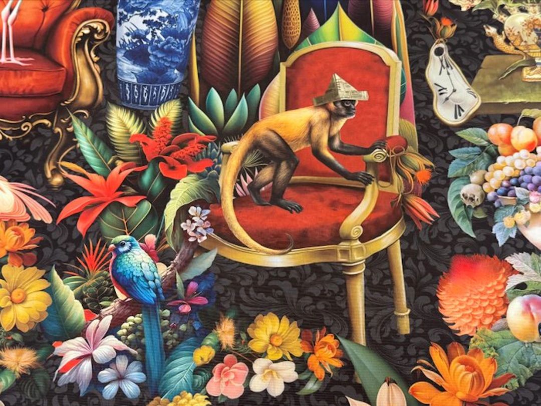 Surreal Garden with Flamingos and Tropical Wonders...