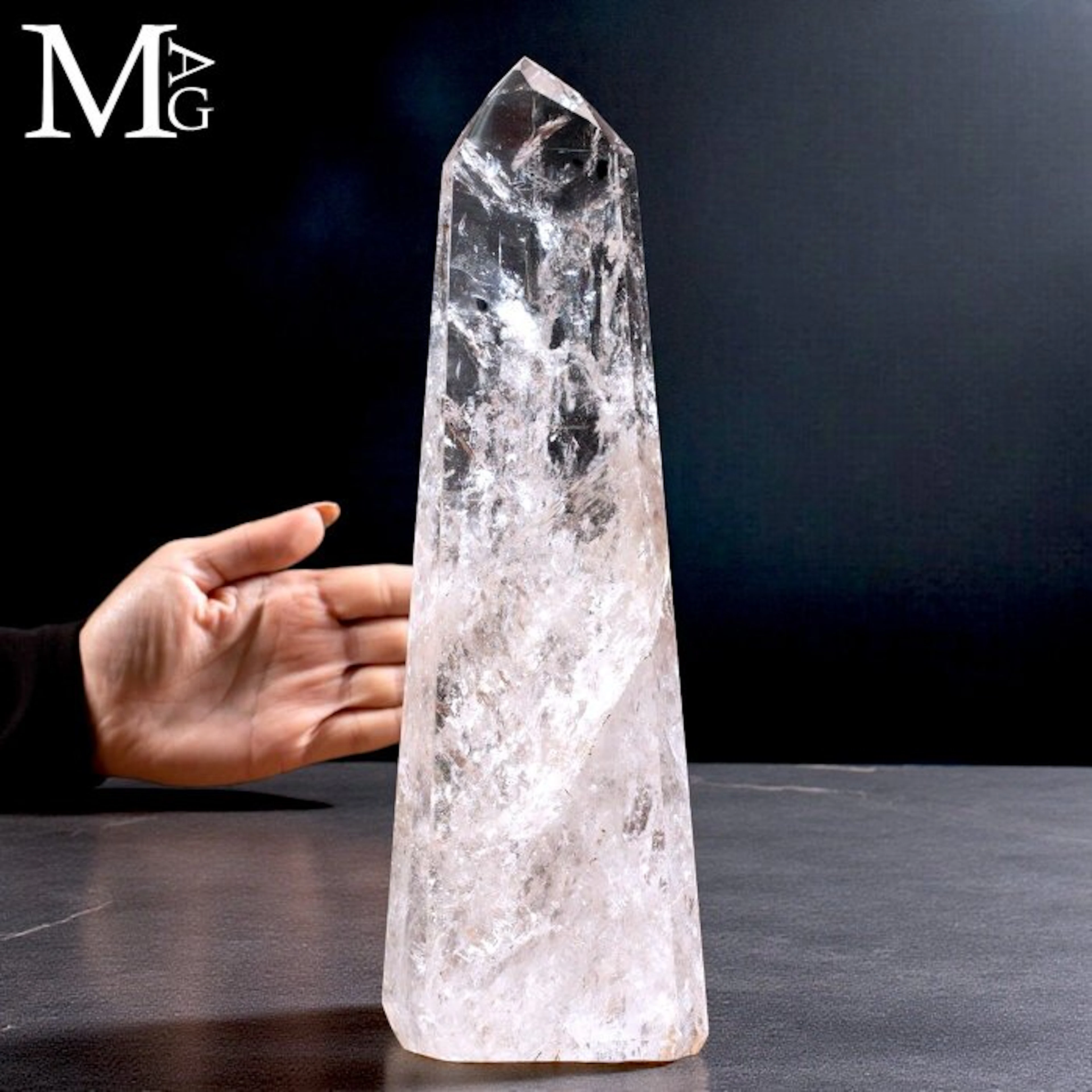Large Polished Clear Quartz Tower - Internal Phantoms and...