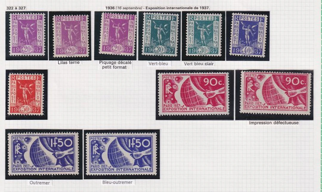 France 1936/1938 - collection de timbres