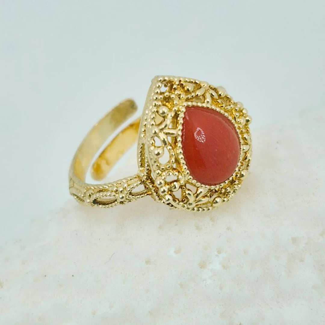 Coral - Silver, Gold-plated, No Reserve - Ring - CORALLO MEDITERRANEO