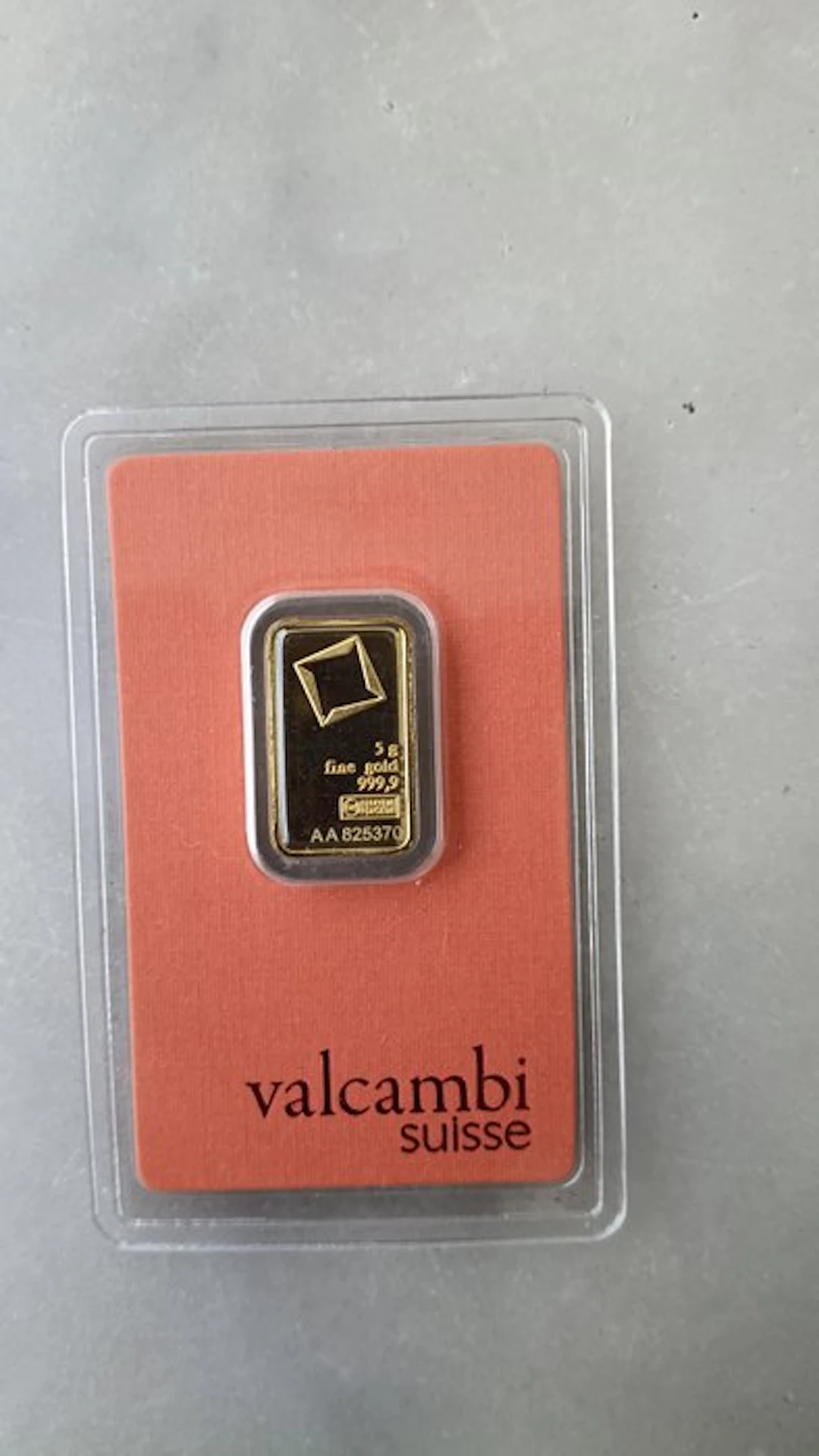 5 grams - Gold .999 - Valcambi, Switzerland