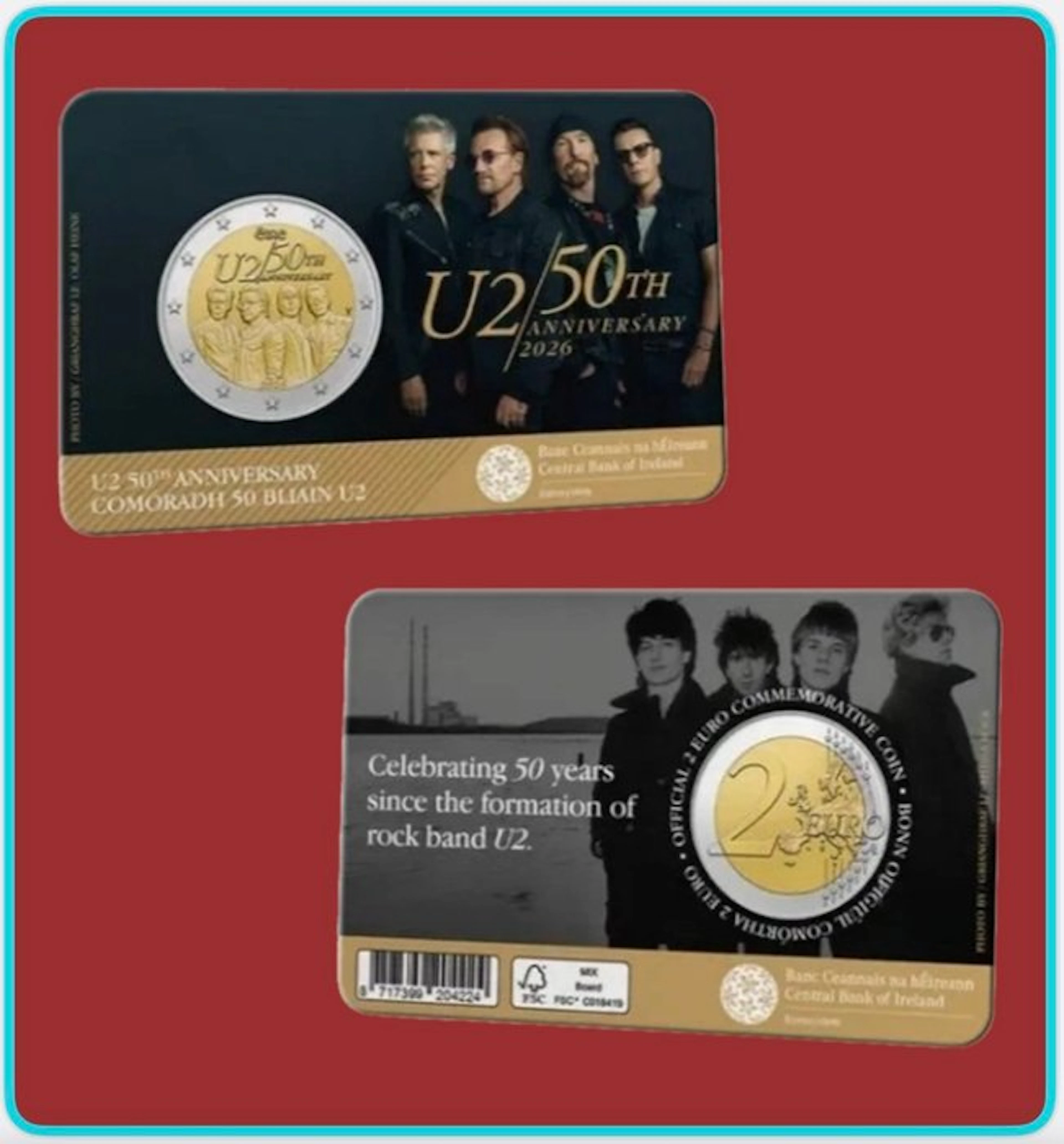 Ireland. 2 Euro 2026 "U2" (1 coincard) (No reserve price)