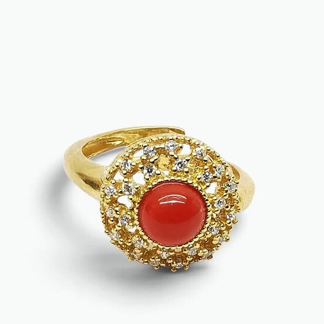 Coral - Sterling Silver 925 - Ring - Italian craftsmanship