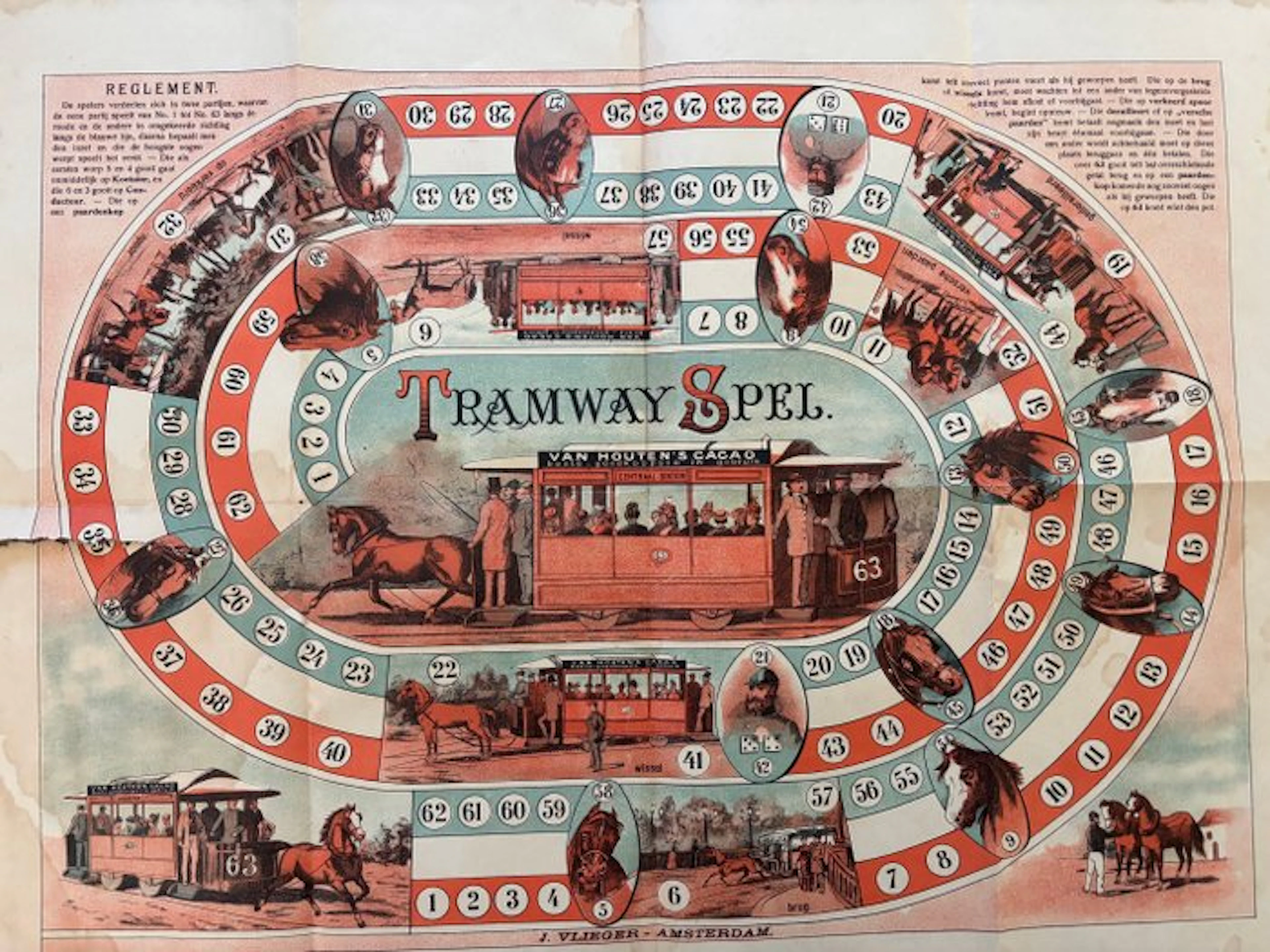 Tramway Spel Amsterdam - 1885 poster gioco da tavolo...