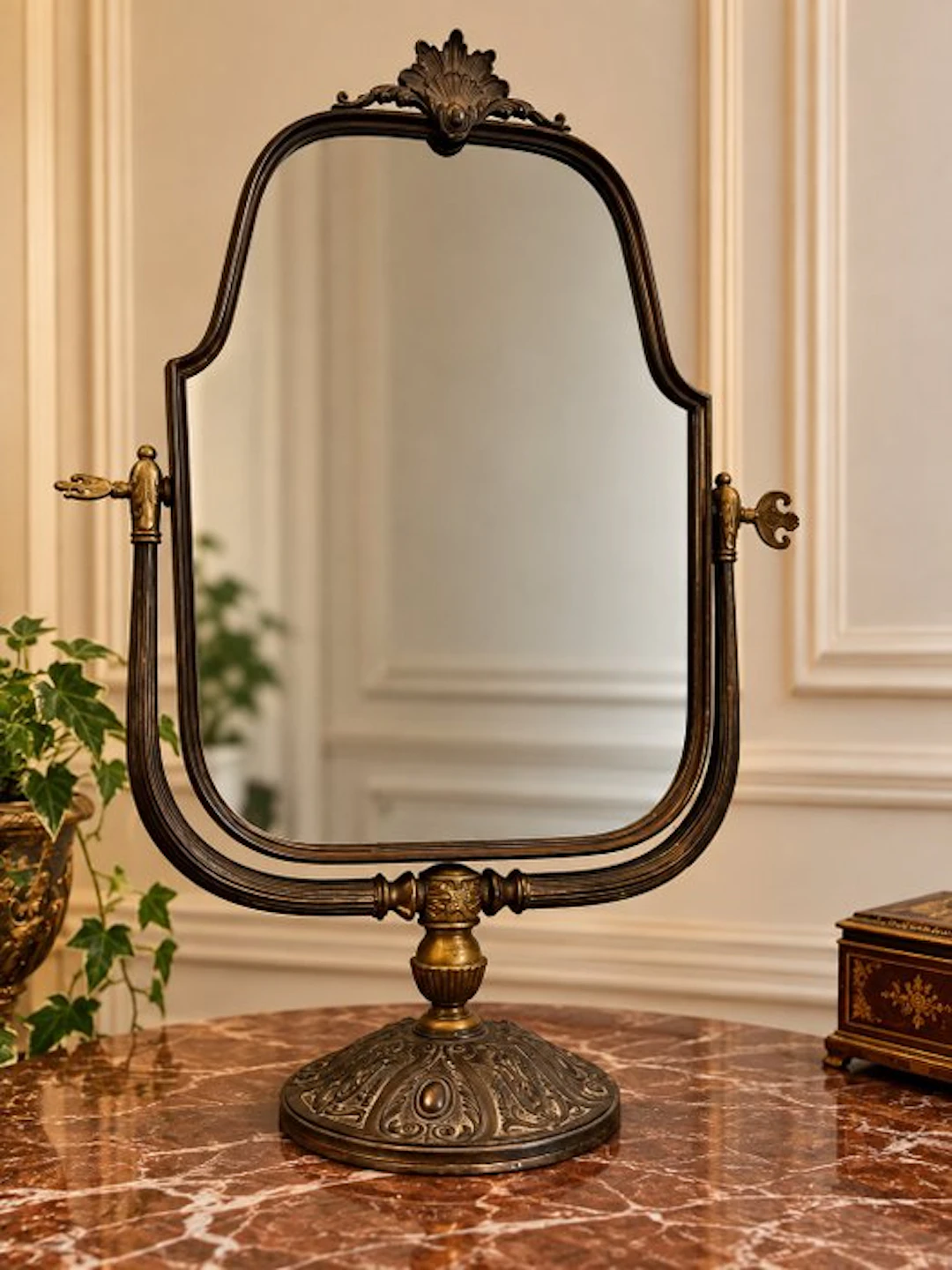 Table mirror - Steel, Metal, Brass