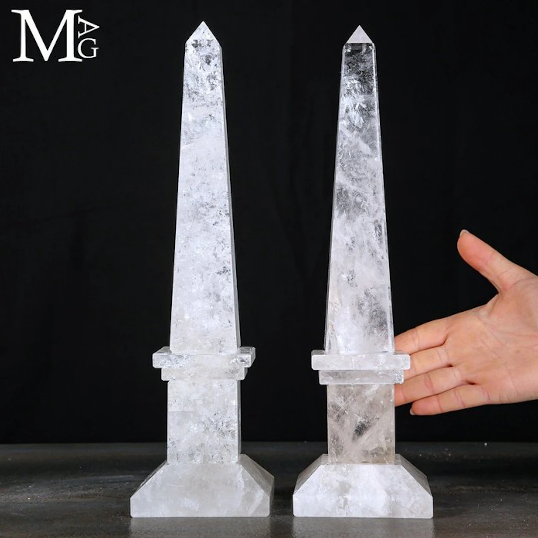 Pair of Natural Quartz Obelisks Natural clear quartz...
