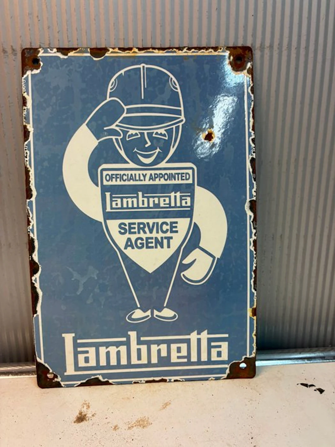 Lambretta Service Agent – Scooter – Emaille Reclamebord - Enamel sign - Enamel
