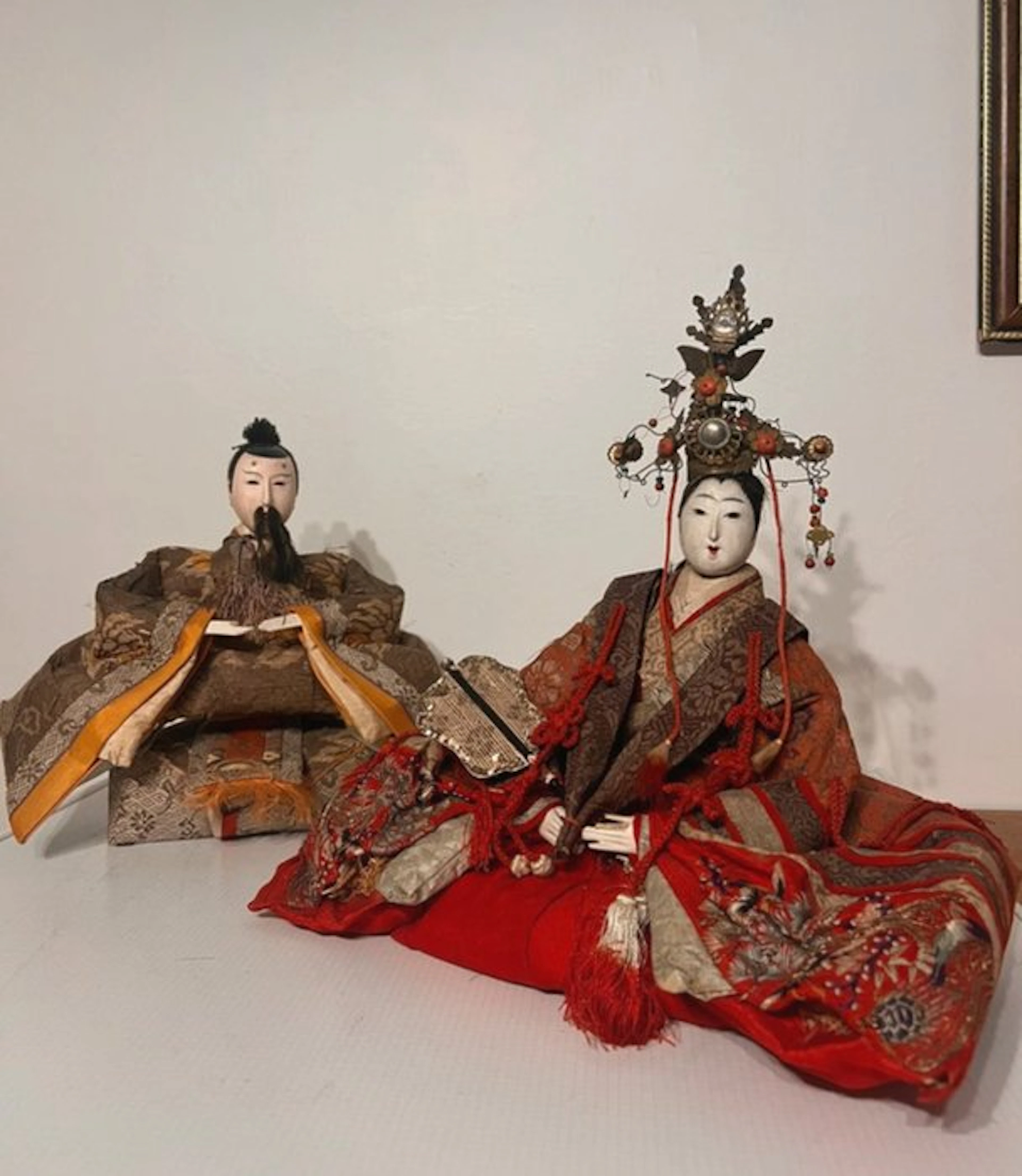 Imperial Hina Ningyo dolls (Emperor & Empress) - rice straw