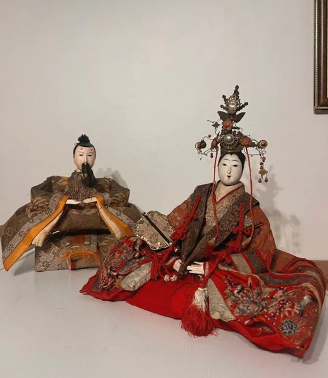 Imperial Hina Ningyo dolls (Emperor & Empress) - rice straw
