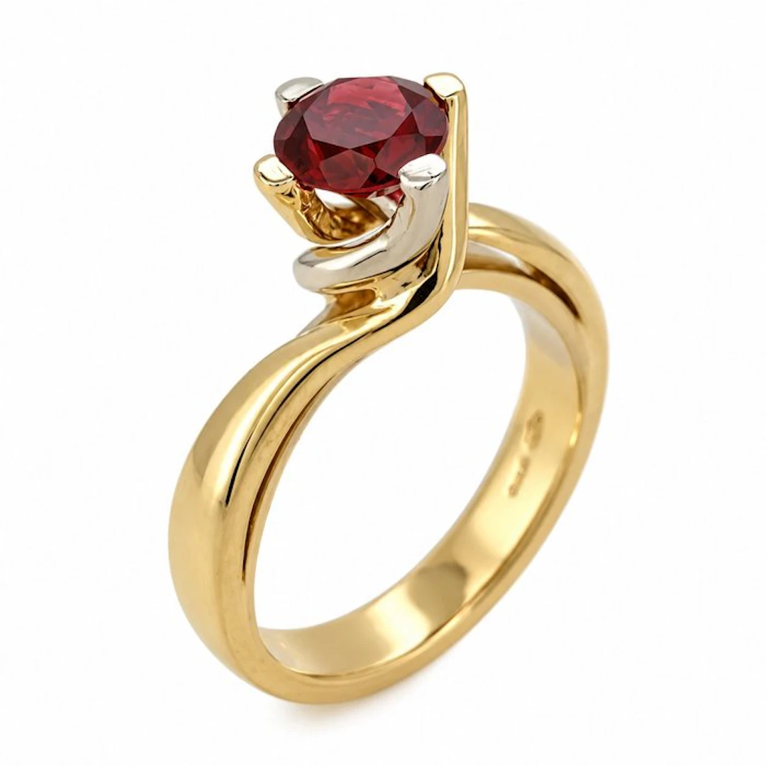 Ring - 18 kt. Yellow gold - 1.50ct. tw. Garnet - Made in Italy - Handmade