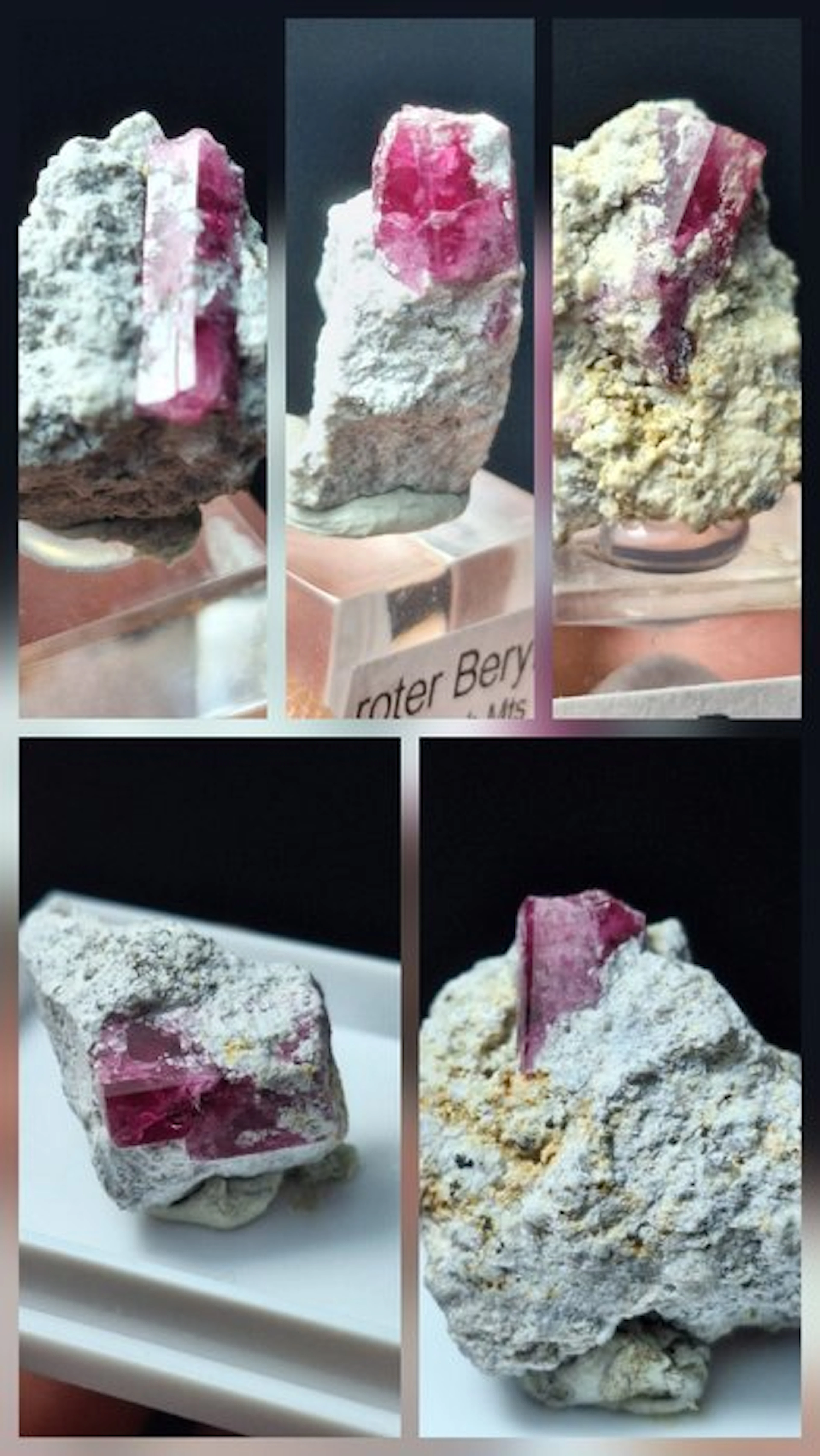 Super rare Red Beryl Crystals on matrix - Height: 2 cm...