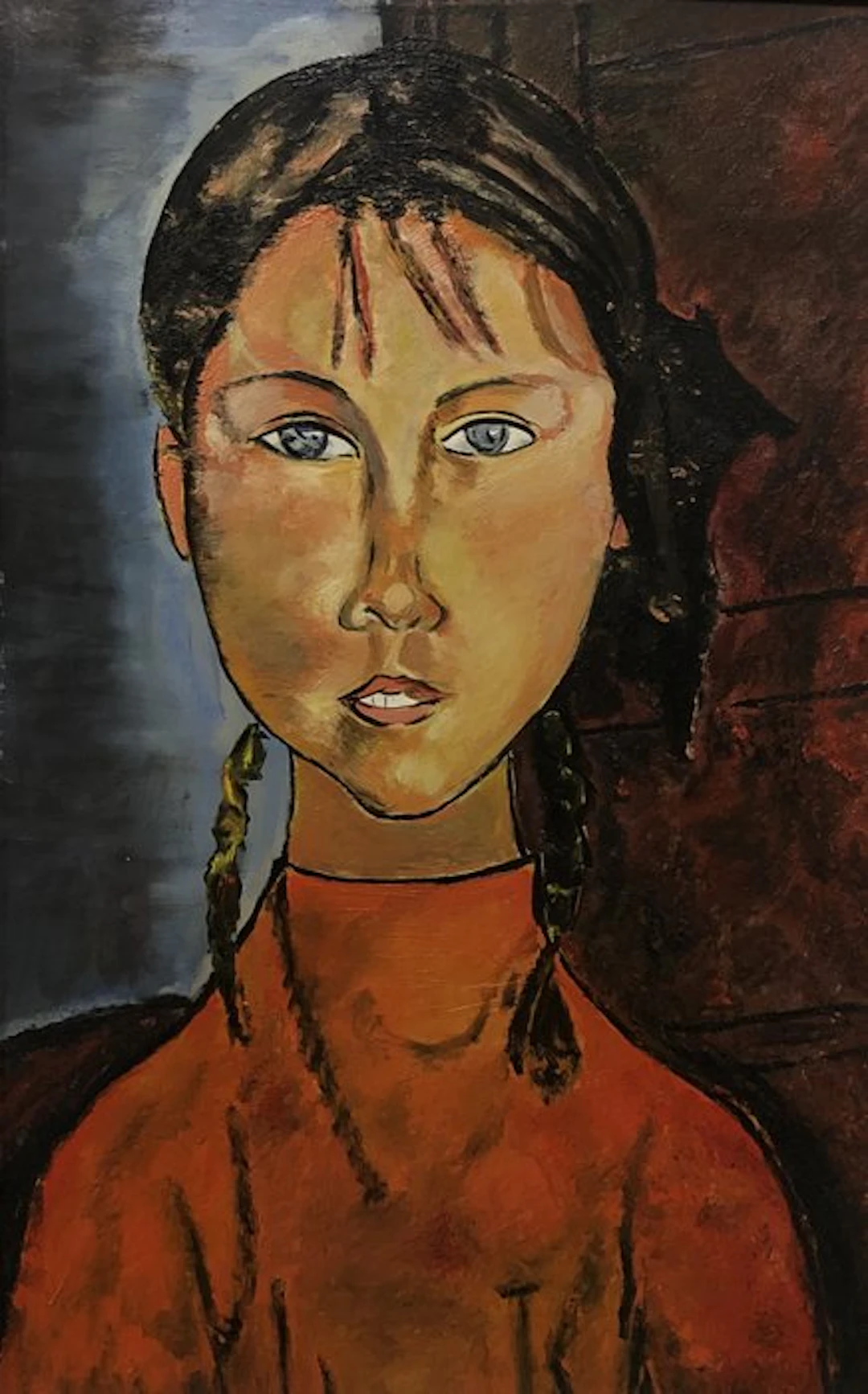 European School (XX) - "Portrait with Pigtails" (After Amedeo Modigliani)