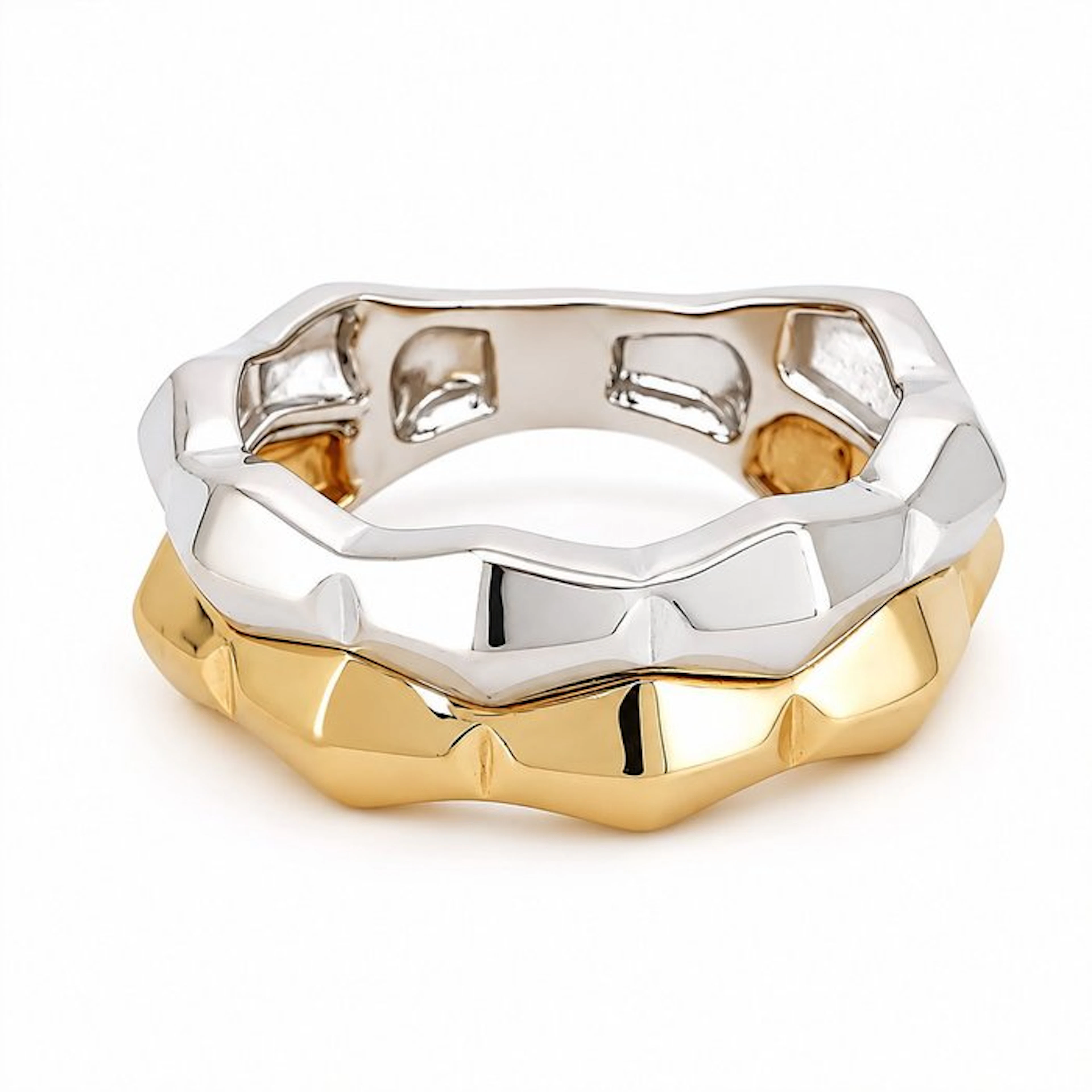 Ring - 18 kt. White gold, Yellow gold - Made in Italy - Handmade