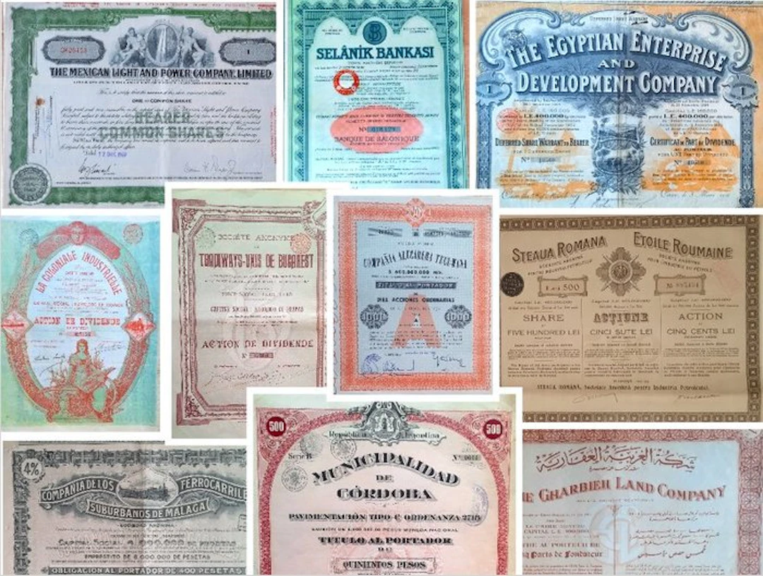 World. 30 decoratieve aandelen uit diverse landen (1870-1960): Argentinie