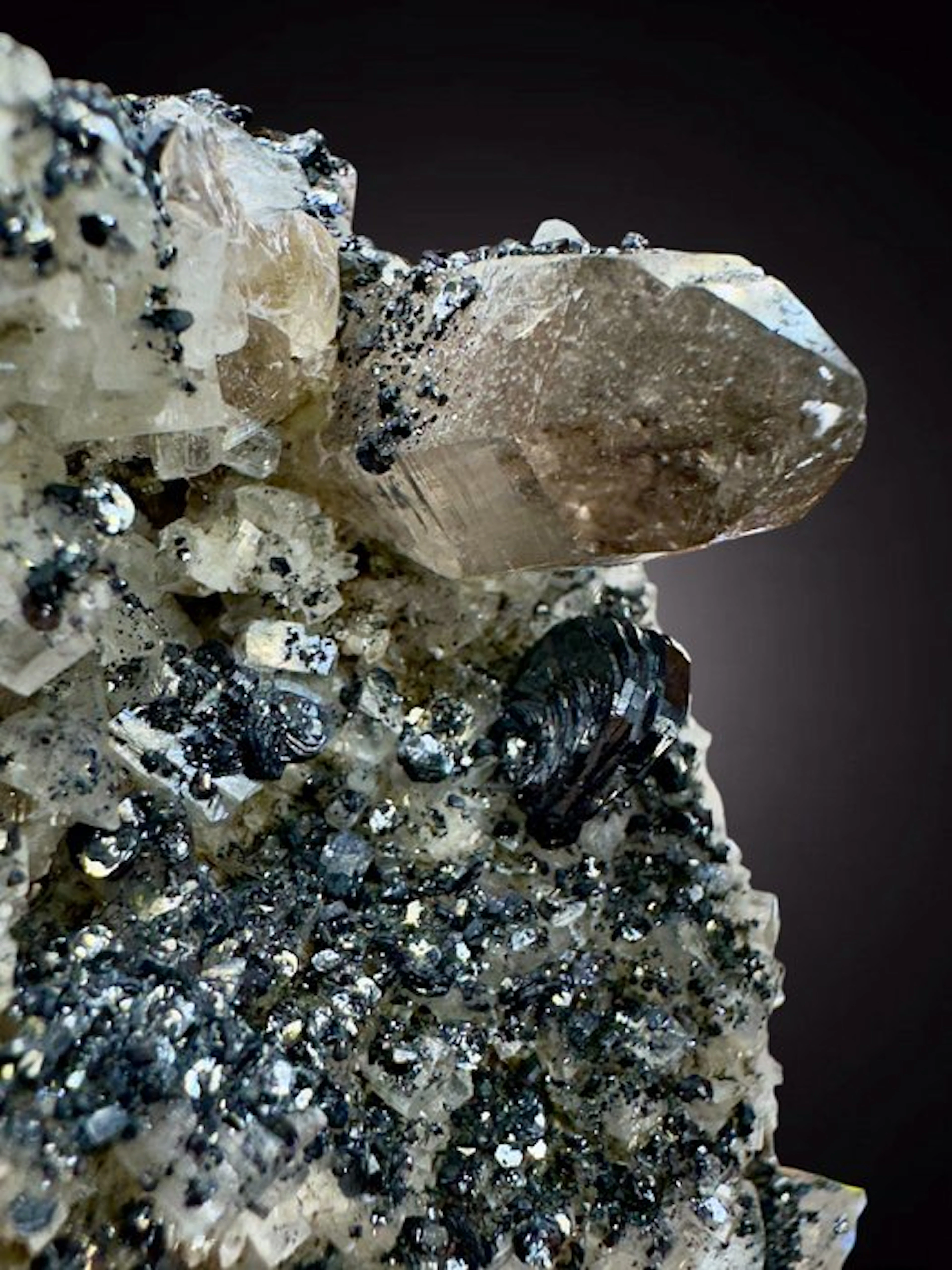 Hematite Rose with Smoky Quartz Mineral Collection...