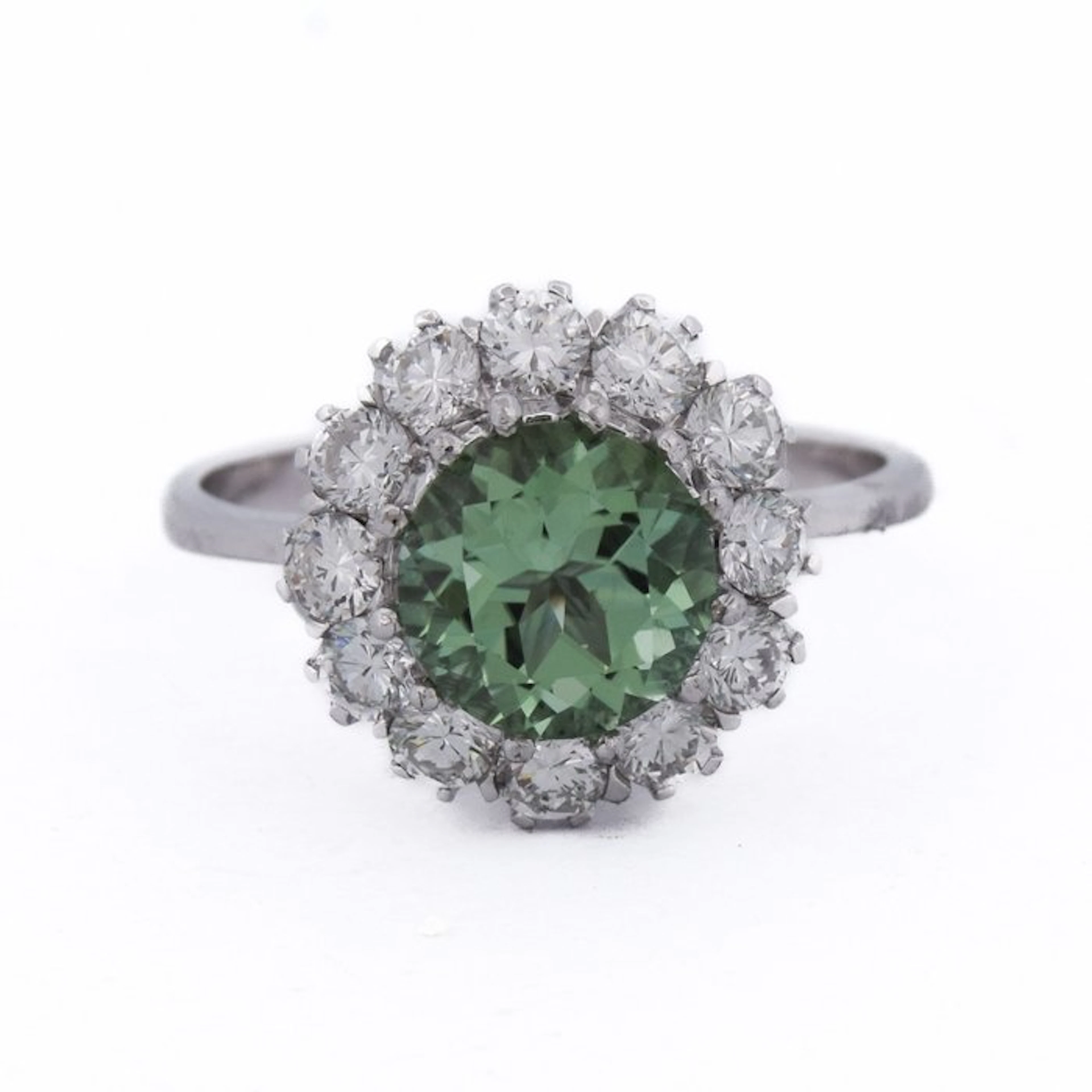 Ring - 18 kt. White gold - 2.75ct. tw. Tourmaline - Diamond