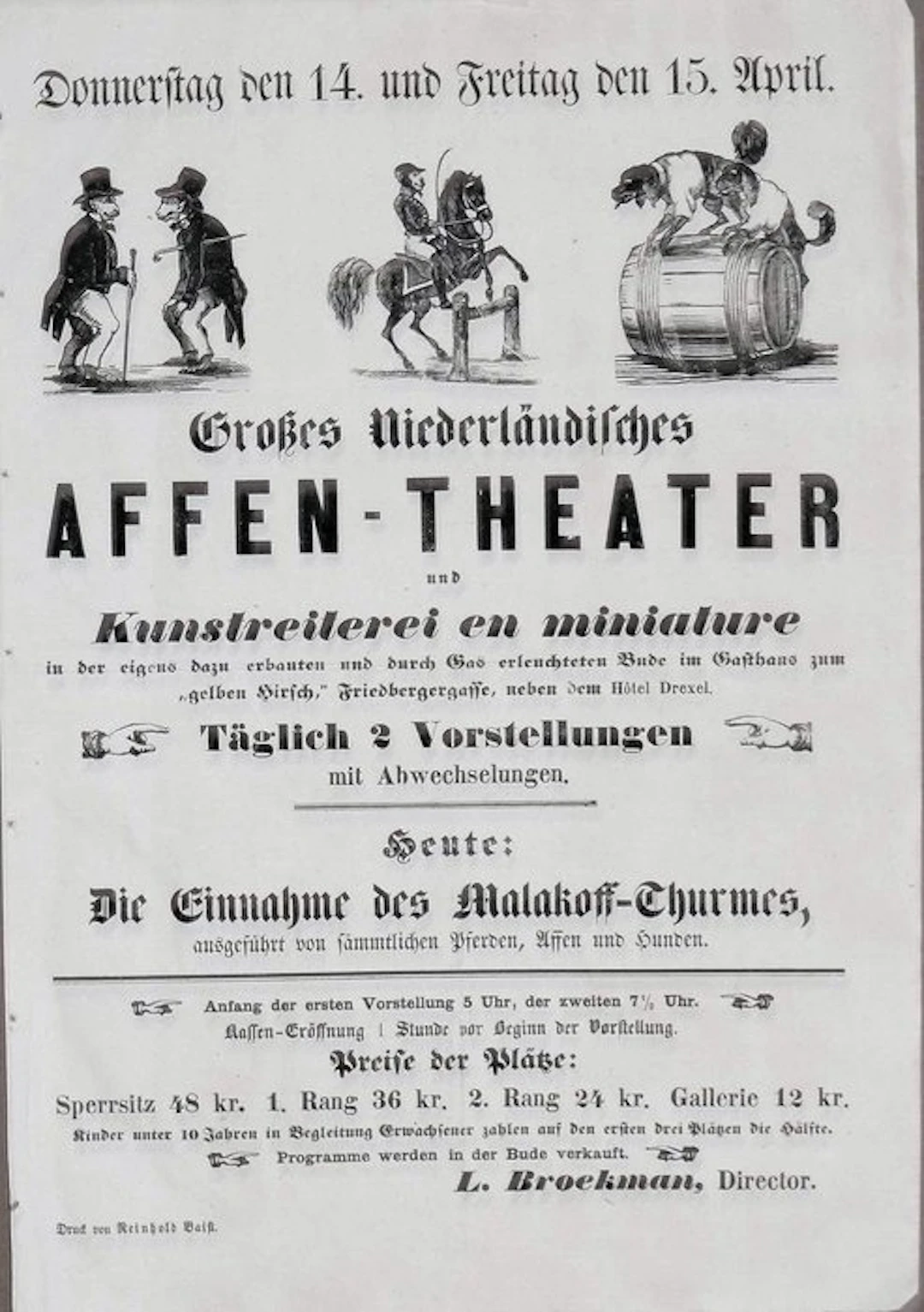Großes Niederländische Affen-Theater und Kunstreiterei en miniature - 1859
