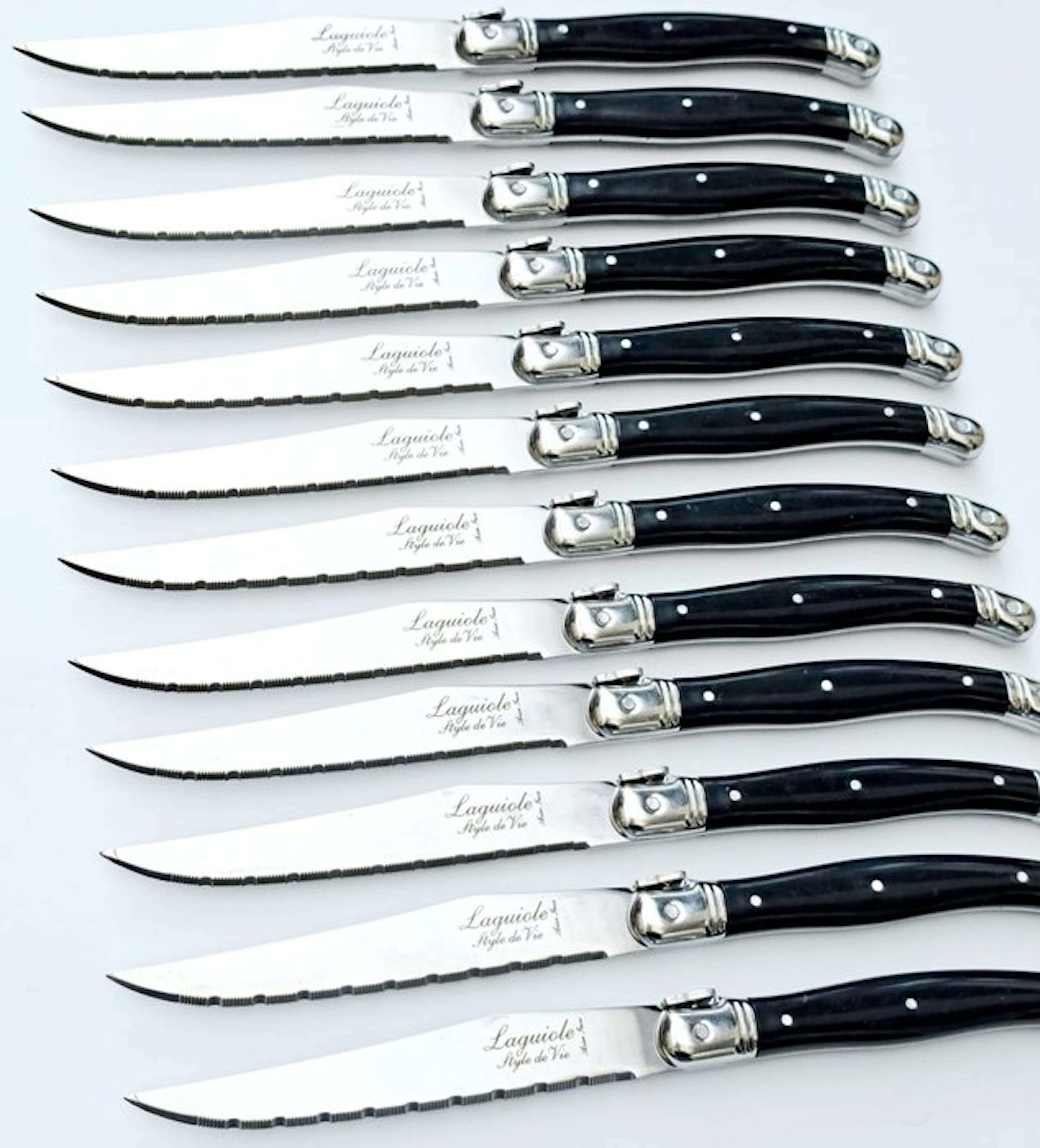 Laguiole - 12x Steak Knives - Black - style de - Table...