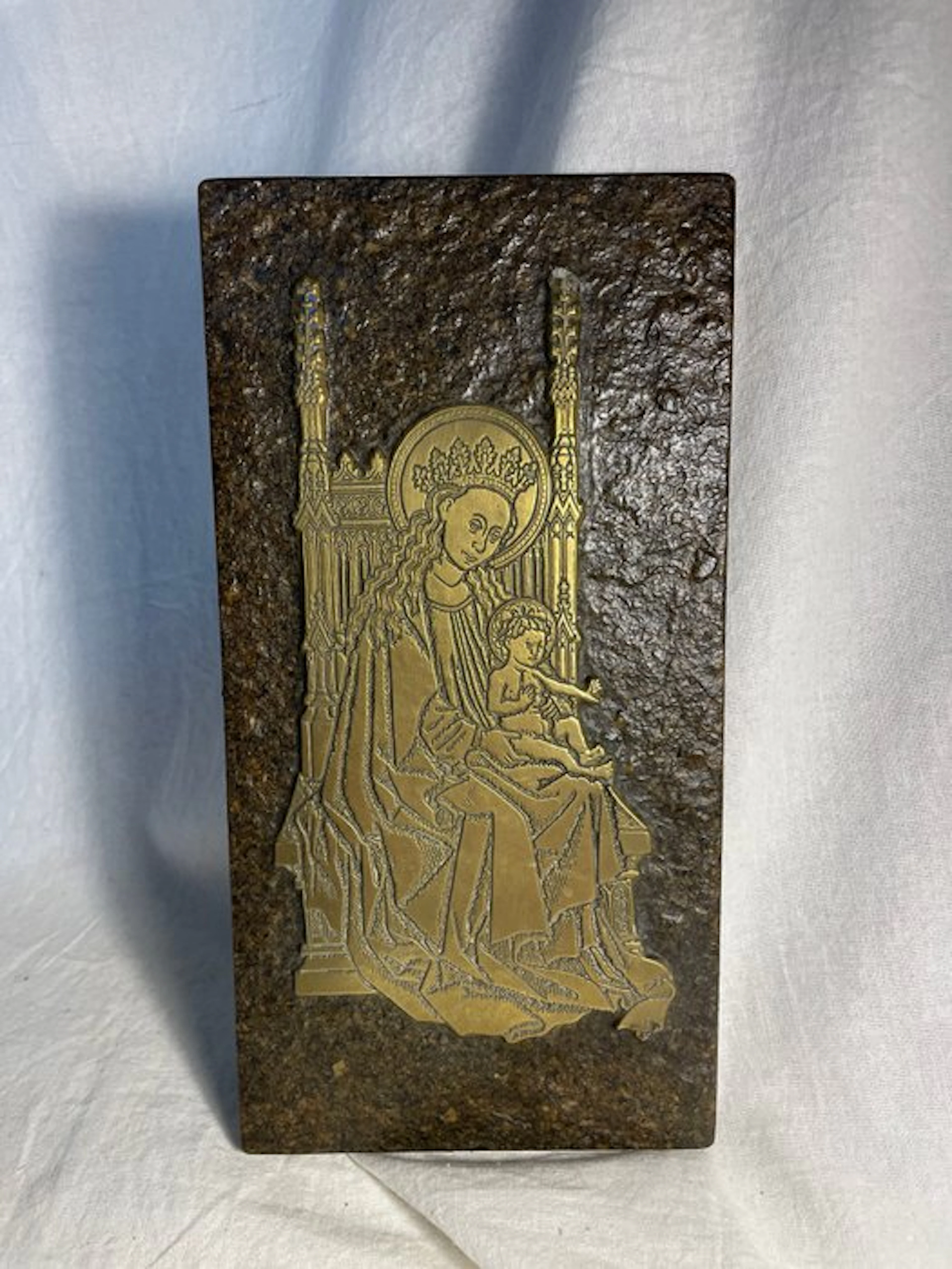 Ex voto - Brass, Wood - 20th - Virgin and Child - 24 cm