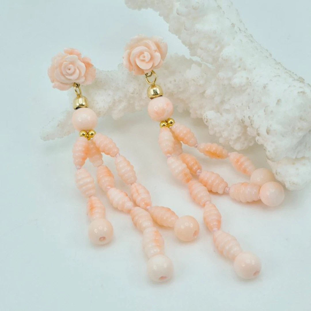 Coral - Silver, Gold-plated - Earrings - Pink Coral
