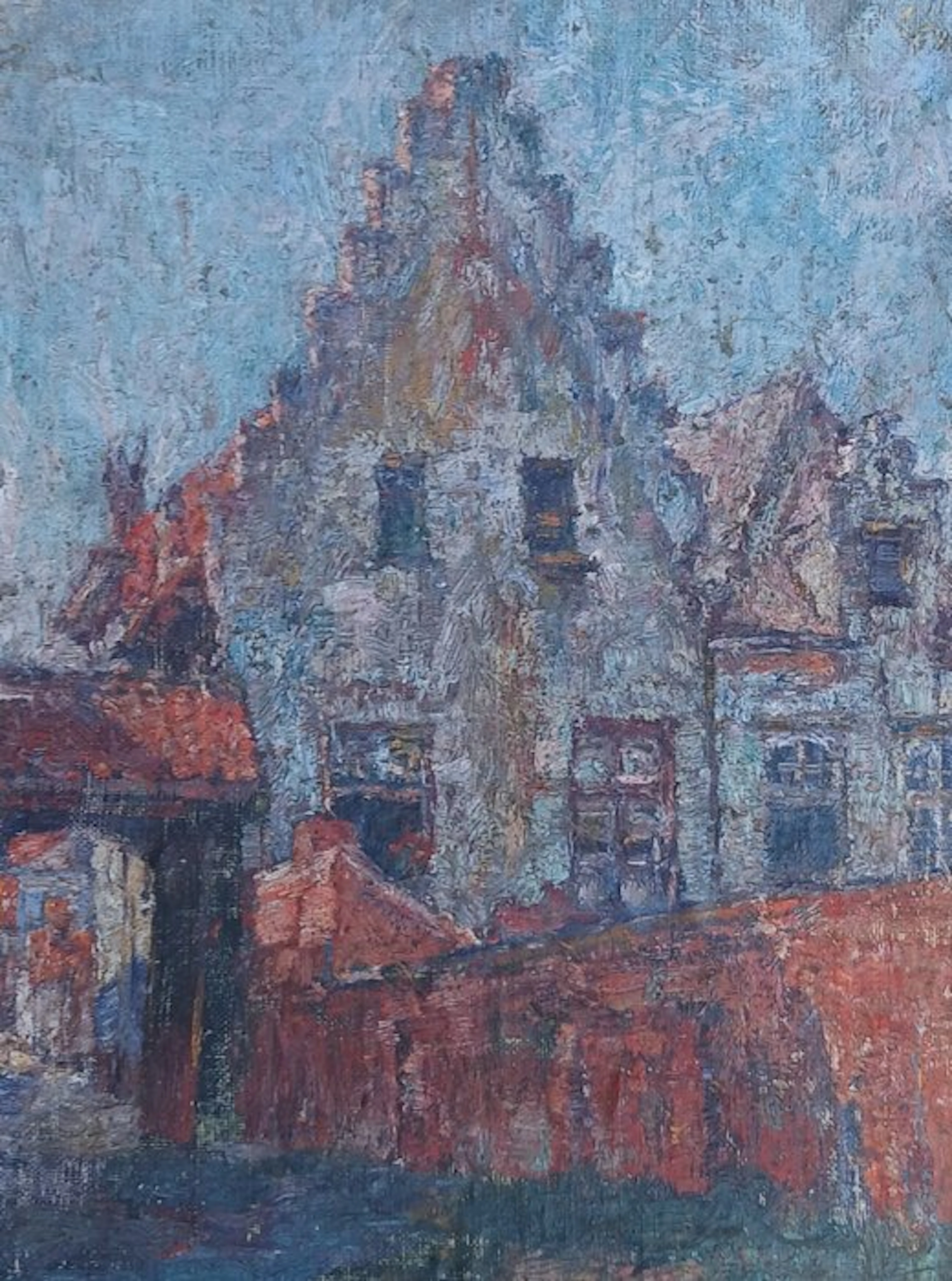 Rene Bosiers (1875-1927) - Het zonlicht op de oude huizen - Antwerpen of Brugge