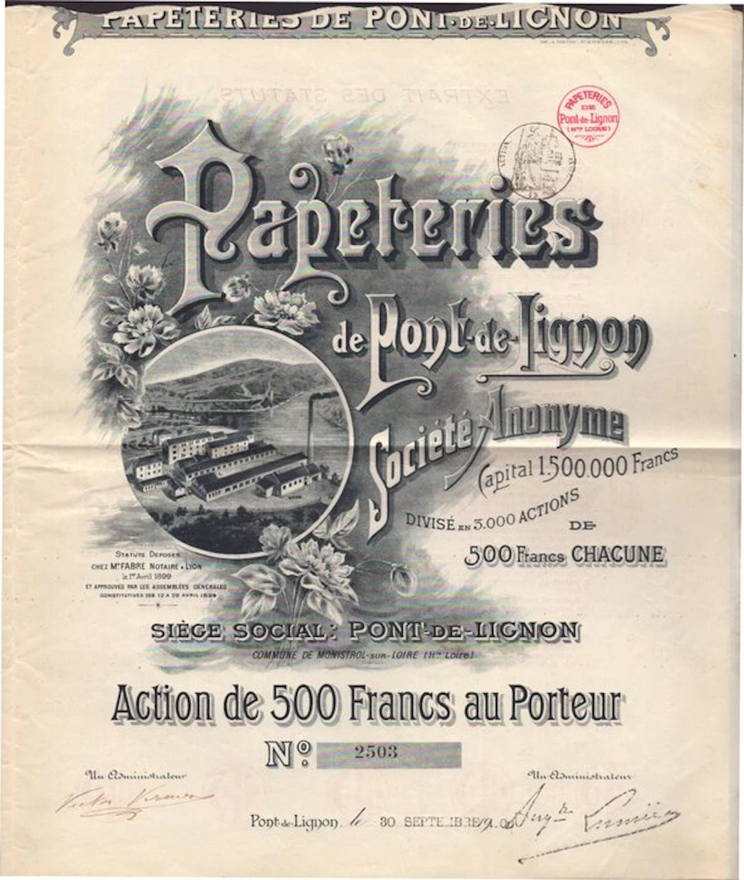 France. Papeteries de Pont-de-Lignon 1900 (No reserve price)