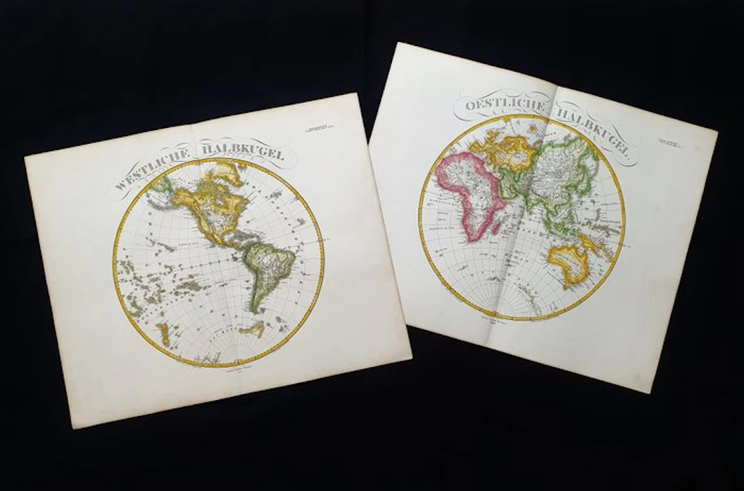 World-Map - [LOT of 2] - Terrestrial Globe / World Map / Planisphere / Globe; A